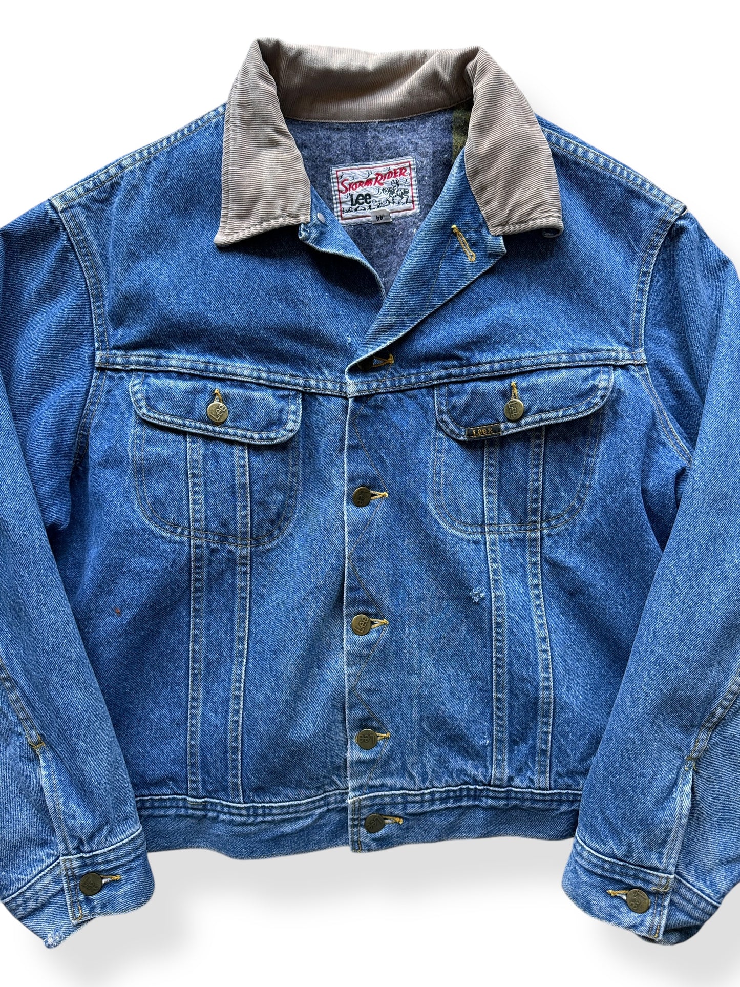 Front Close Up of Vintage Repro Lee Storm Rider SZ 44