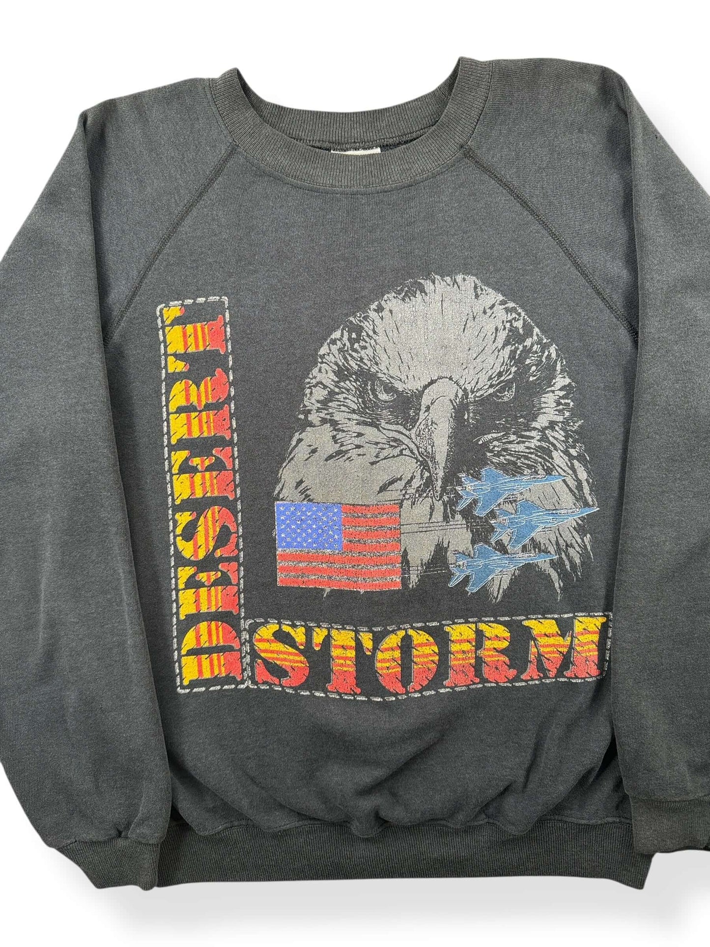 Front Close Up of Vintage Desert Storm Crewneck SZ M