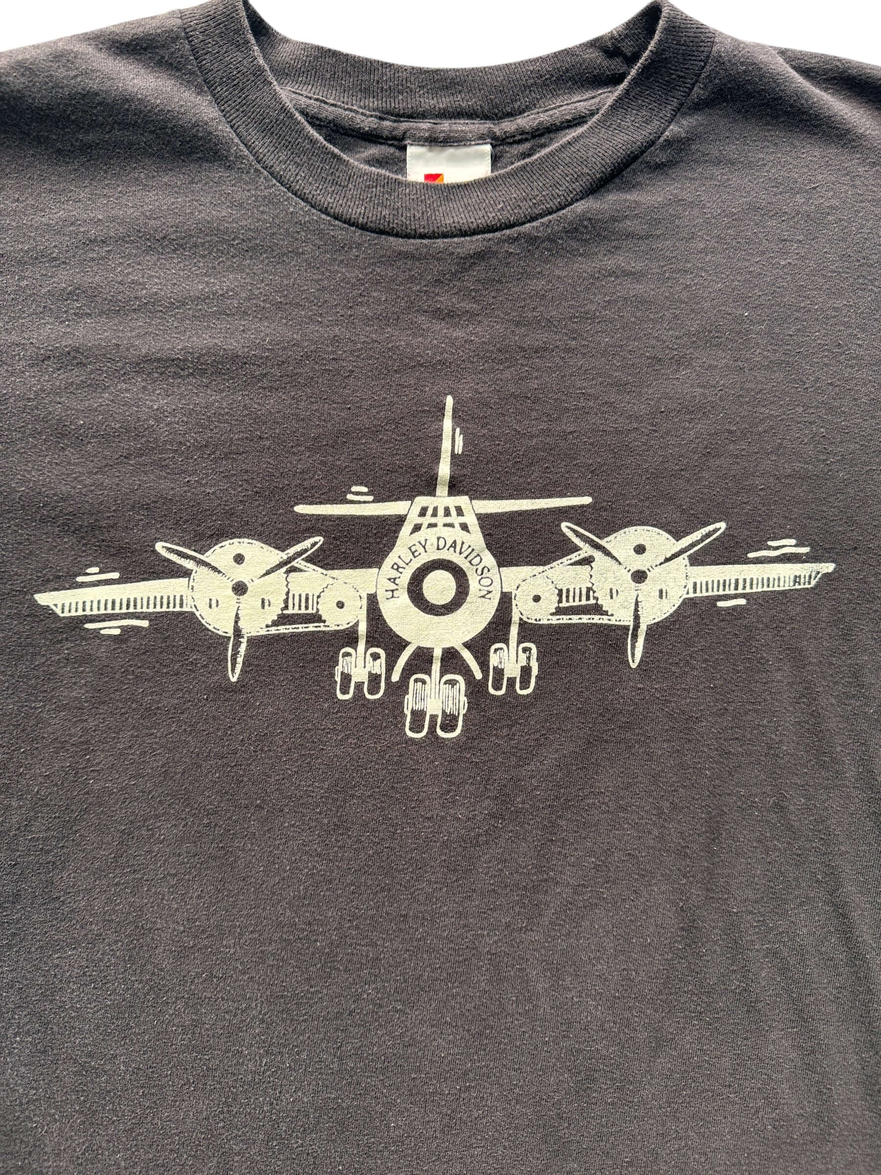 Front Graphic of Vintage Boeing Harley Airplane Tee SZ L