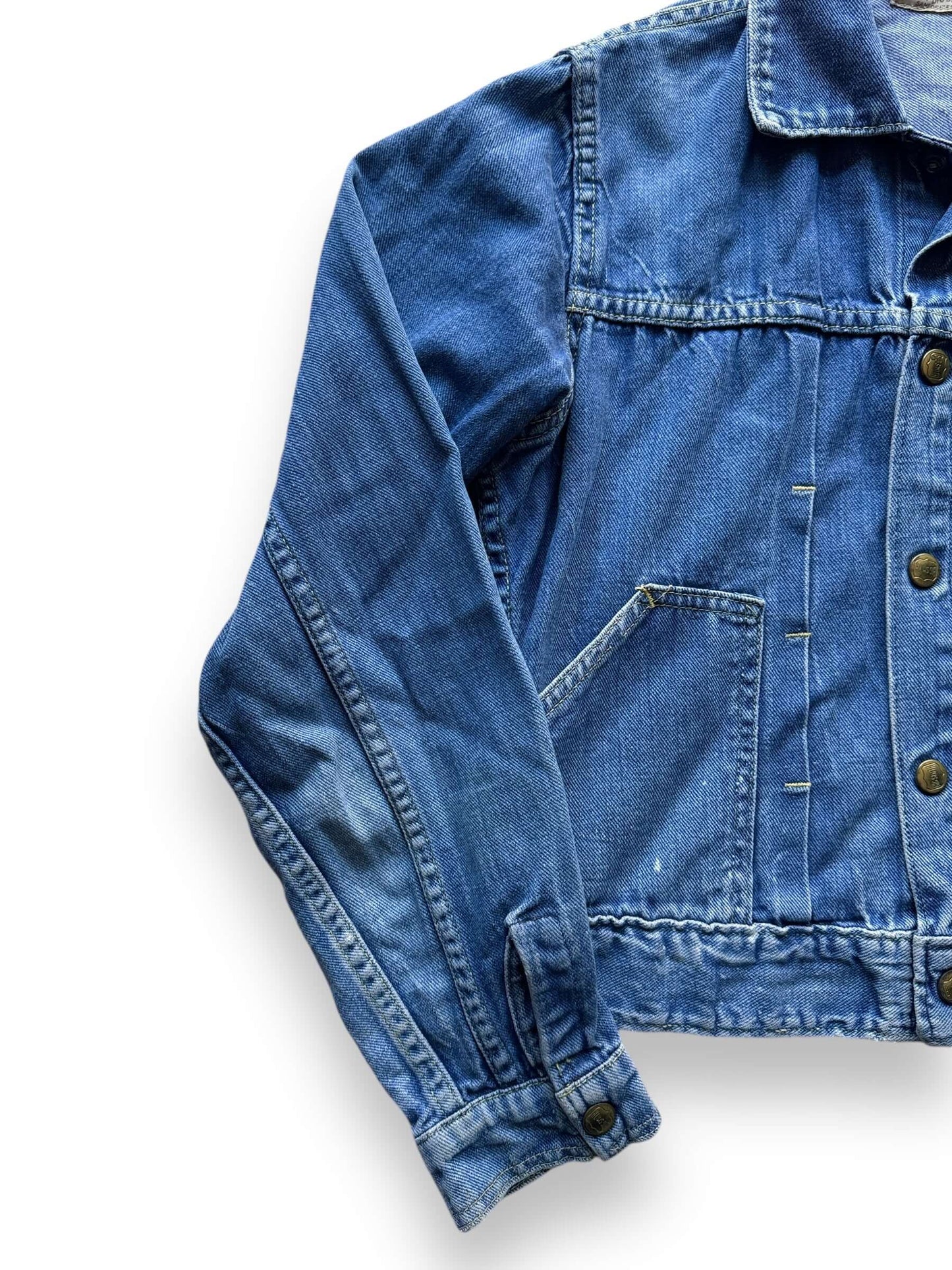 front right of Vintage Buckaroo by Big Smith Pleated Denim Jacket SZ XS