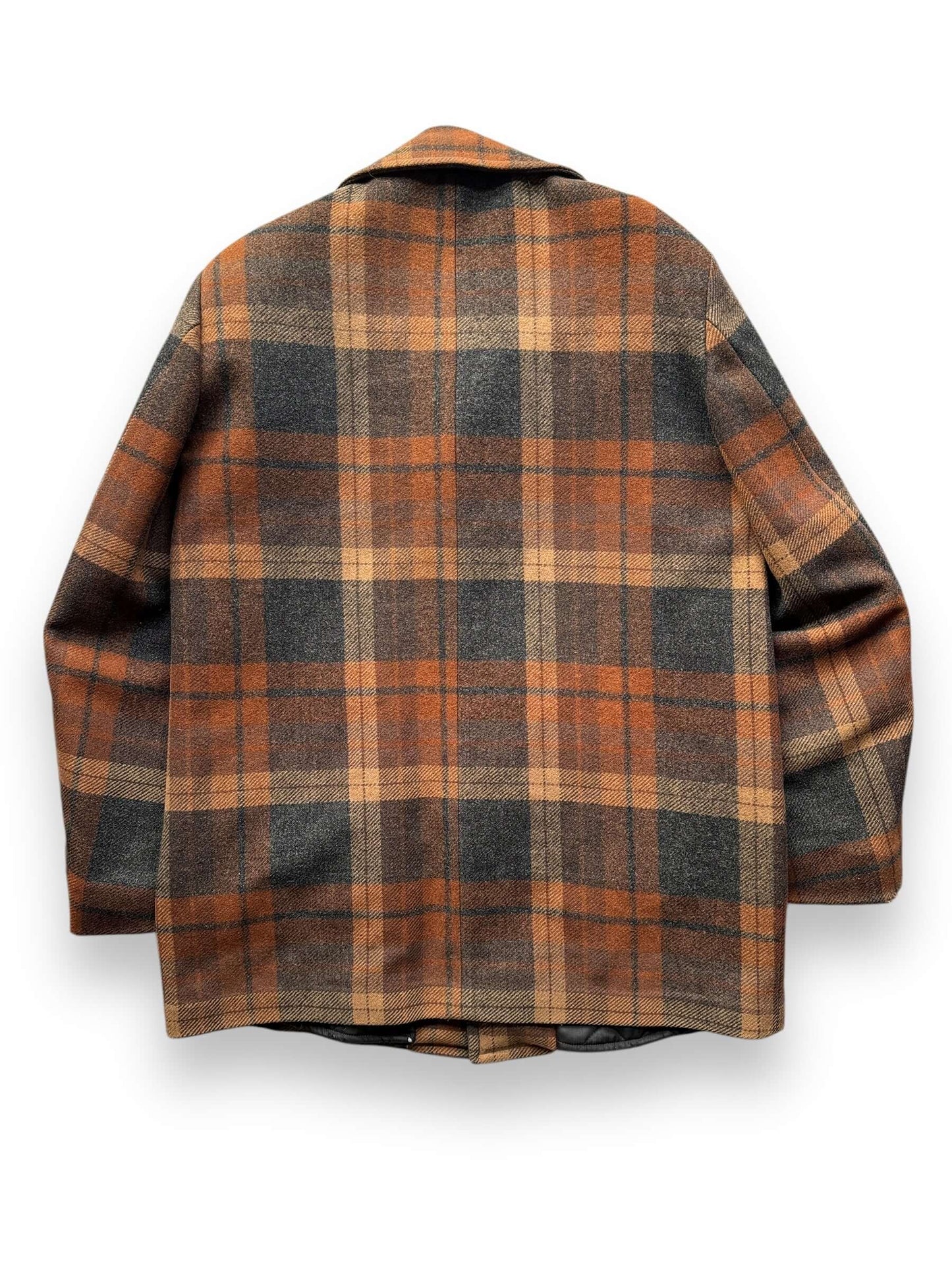 Back of Vintage Pendleton Plaid Overcoat SZ 42