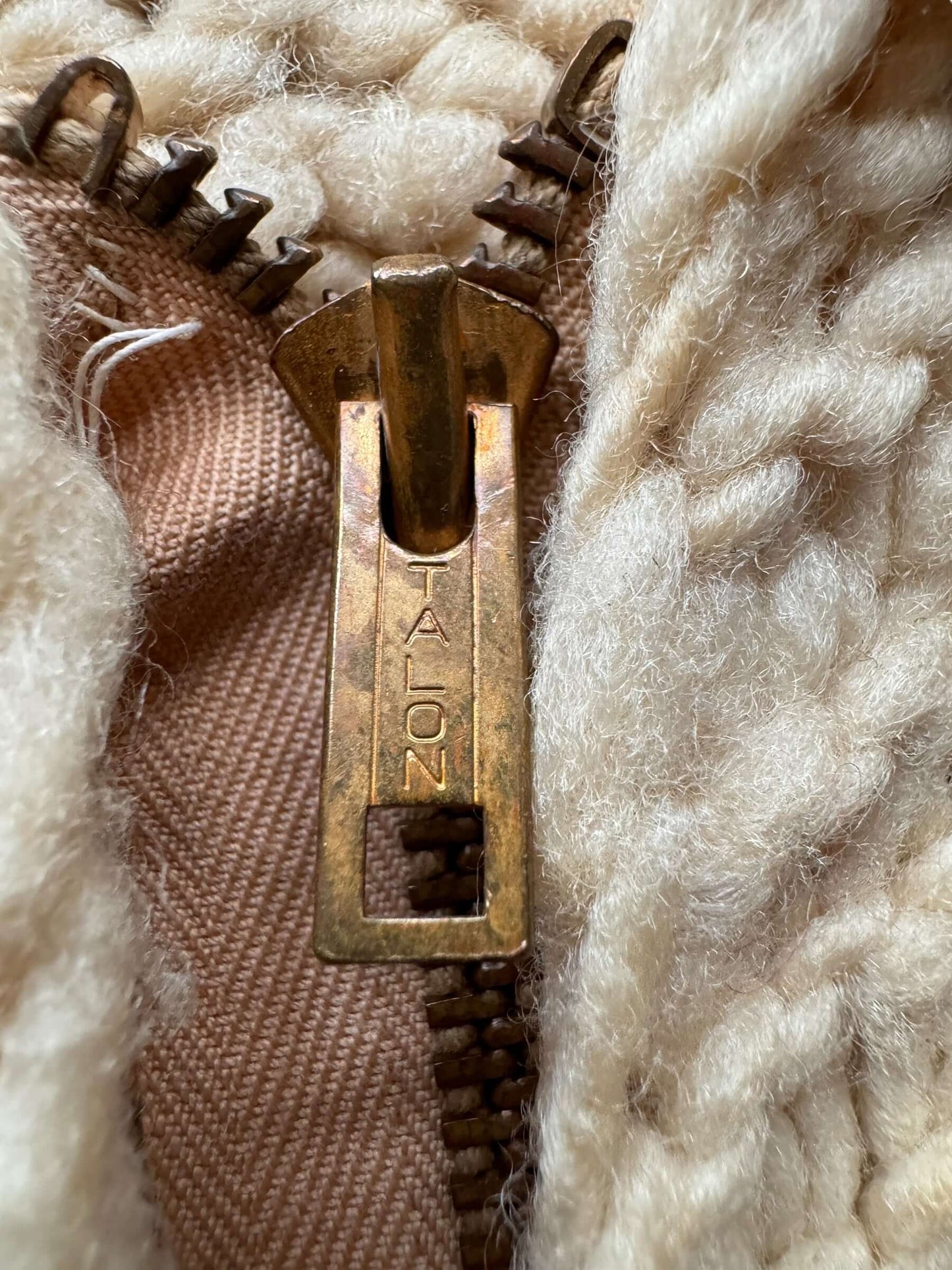 talon zipper on Vintage Ladies 60's Era Cowichan Style Sweater SZ S