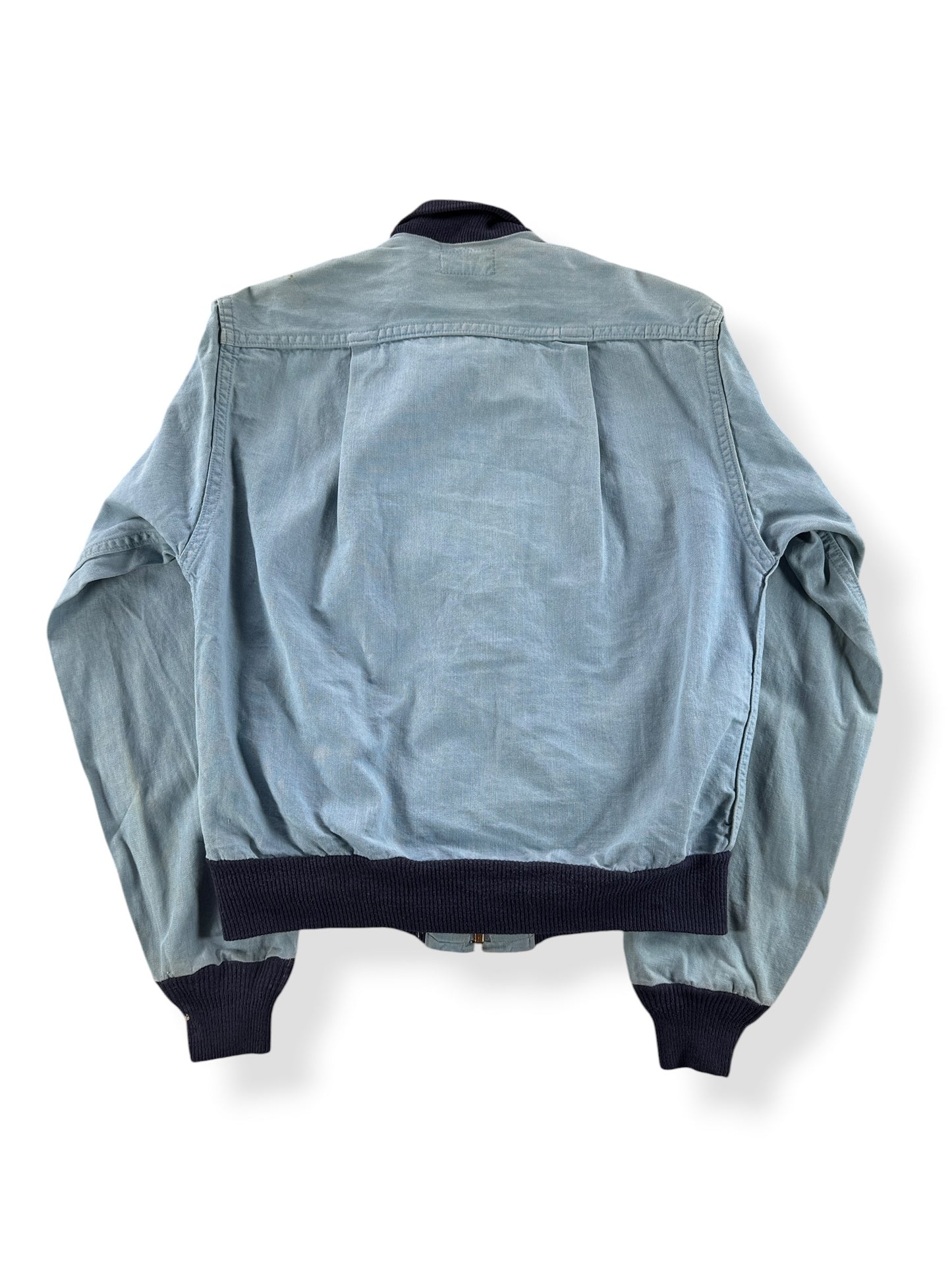 Back of Vintage 50s Chambray Bomber Style Jacket SZ S