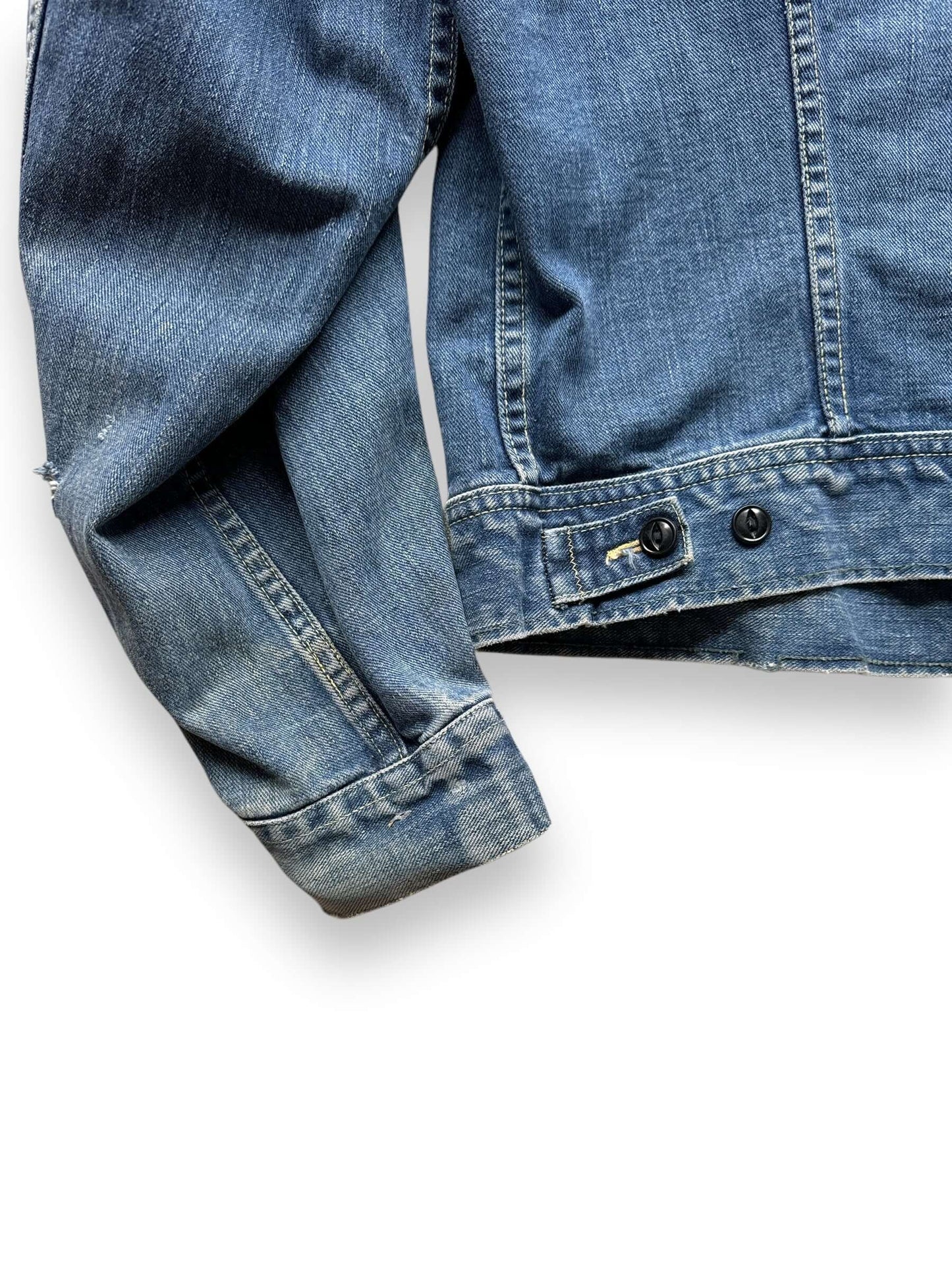 back of left sleeve on Vintage Lee 101-J Denim Jacket SZ 50 Long