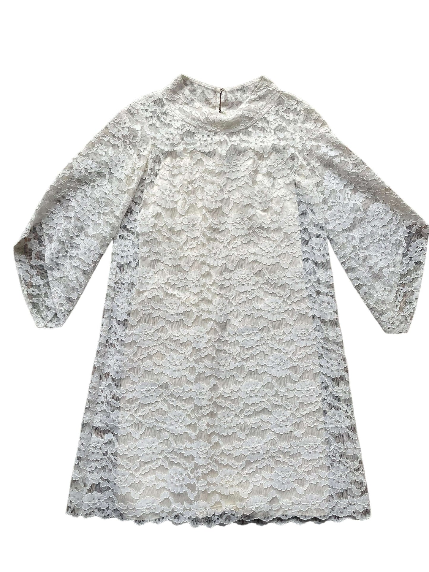 Full front view of Vintage 1960s Lace Mini Dress | Barn Owl Vintage Dresses | Seattle Vintage Ladies Clothing