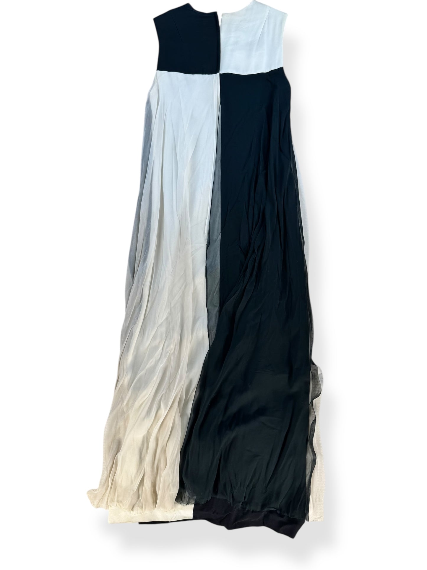 Bback flat lay of 1960s Wounded Bird Colorblock Chiffon Maxi Dress L