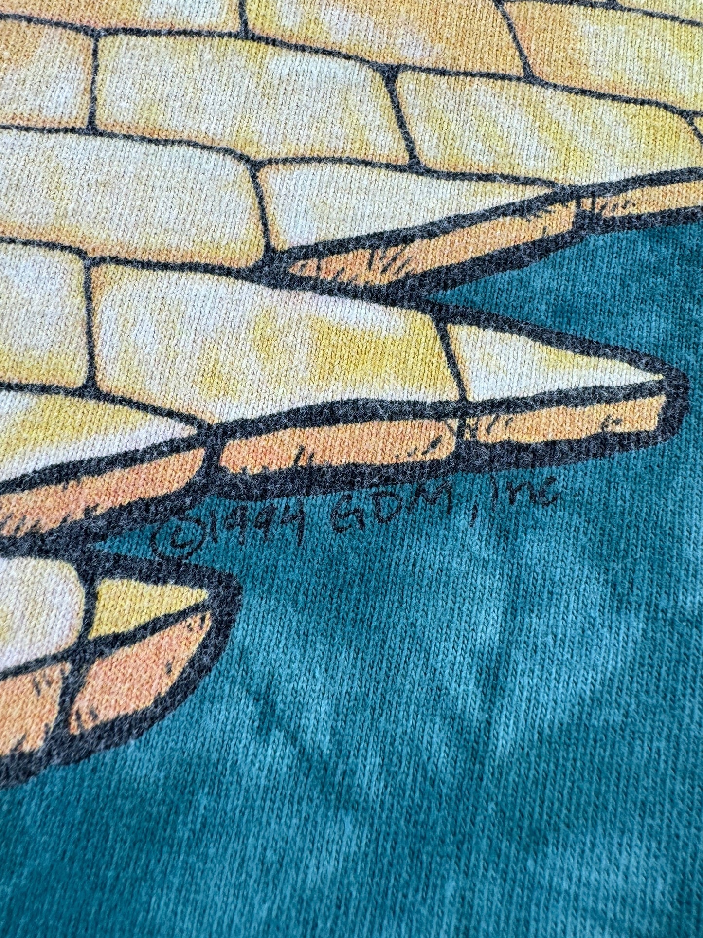 Trademark on Vintage 1994 Liquid Blue Follow The Golden Road Grateful Dead Tour Tee SZ L