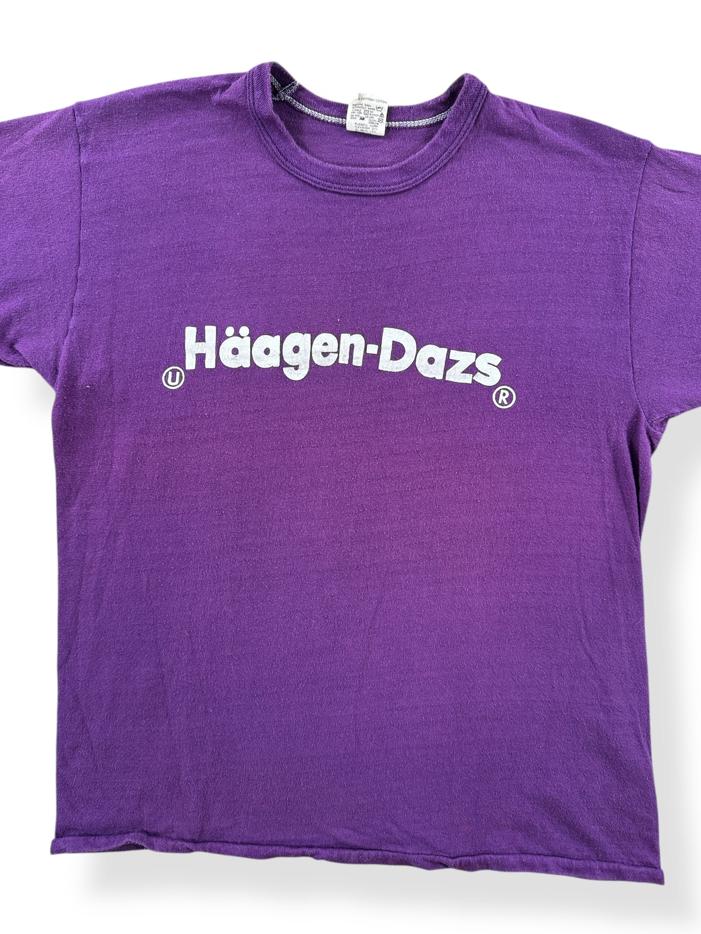 Front Close Up of Vintage Haagen Dazs Boysenberry Tee SZ S