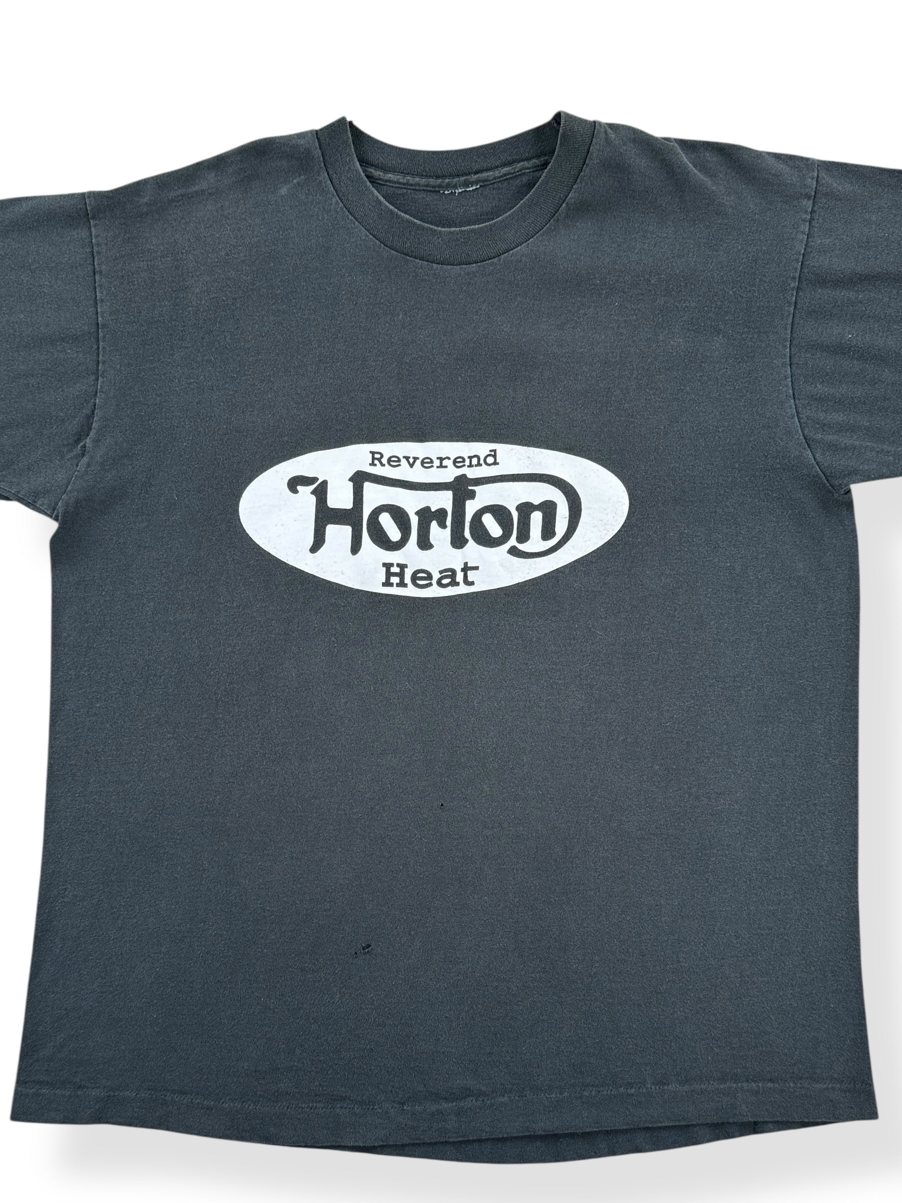 Front Close Up of Vintage 90s Era Reverend Horton Heat Band Tee SZ XL