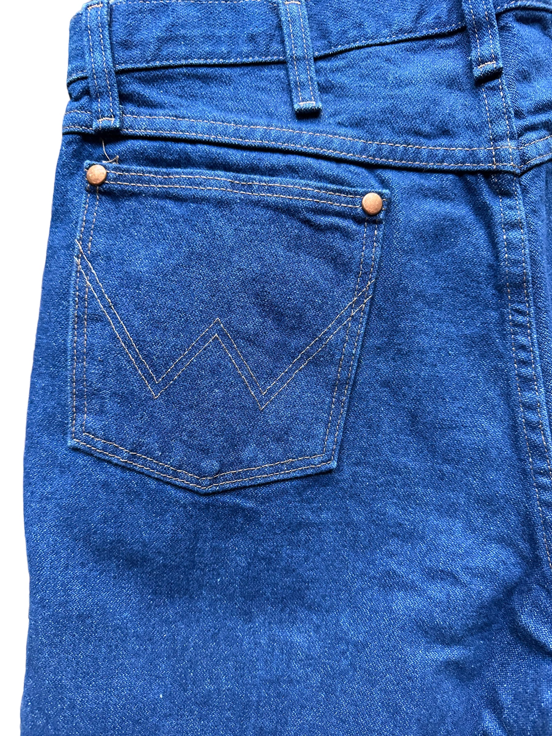 Left back pocket view of Vintage 90s Deadstock Wrangler Cowboy Cut Denim 33x36 | Seattle Vintage Jeans | Barn Owl Vintage