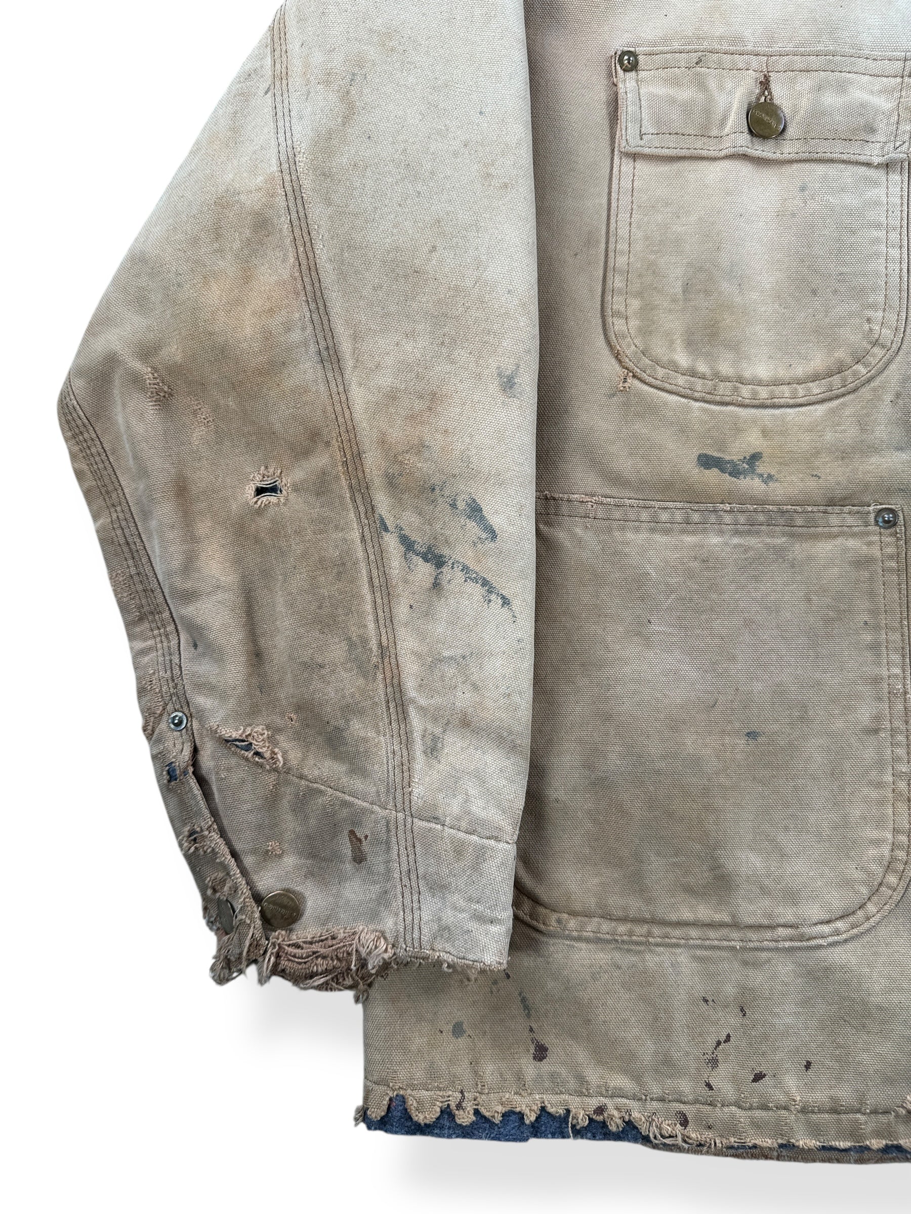Stains on Vintage 70s Era Thrashed Carhartt Chore Coat SZ 46