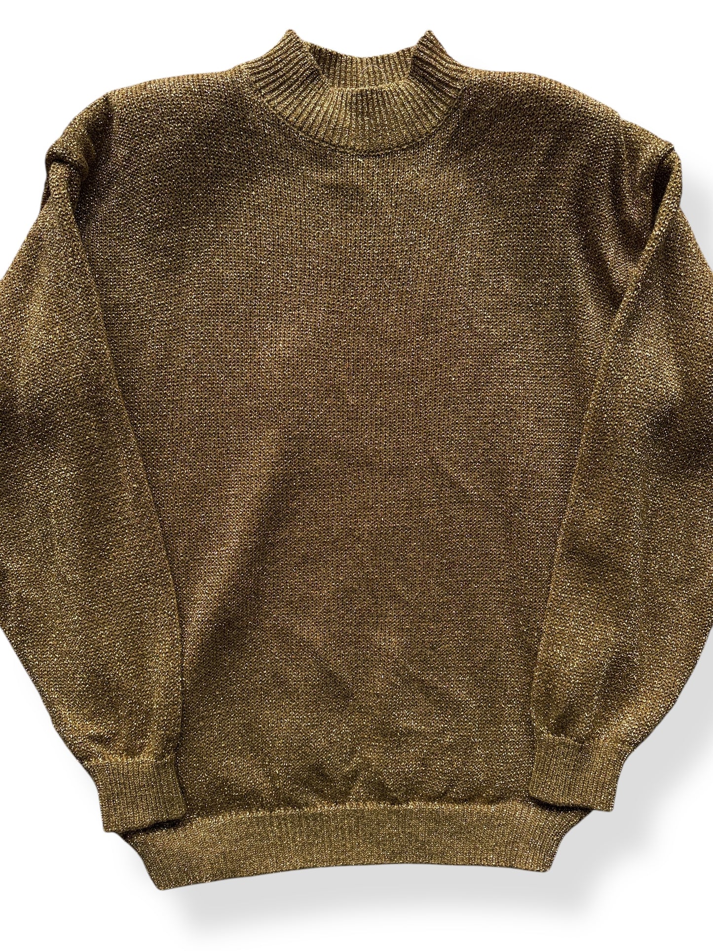 Front Close Up of Vintage Ladies Sparkly Gold Acrylic Top SZ M
