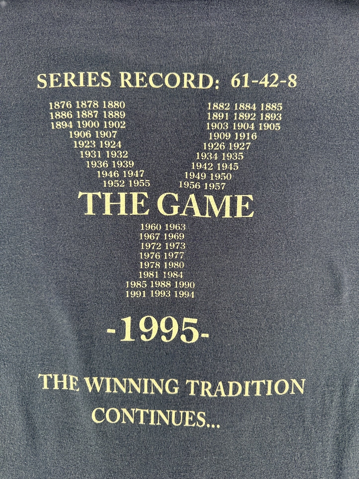 Back Graphic on Vintage Yale 1995 Tee SZ XL