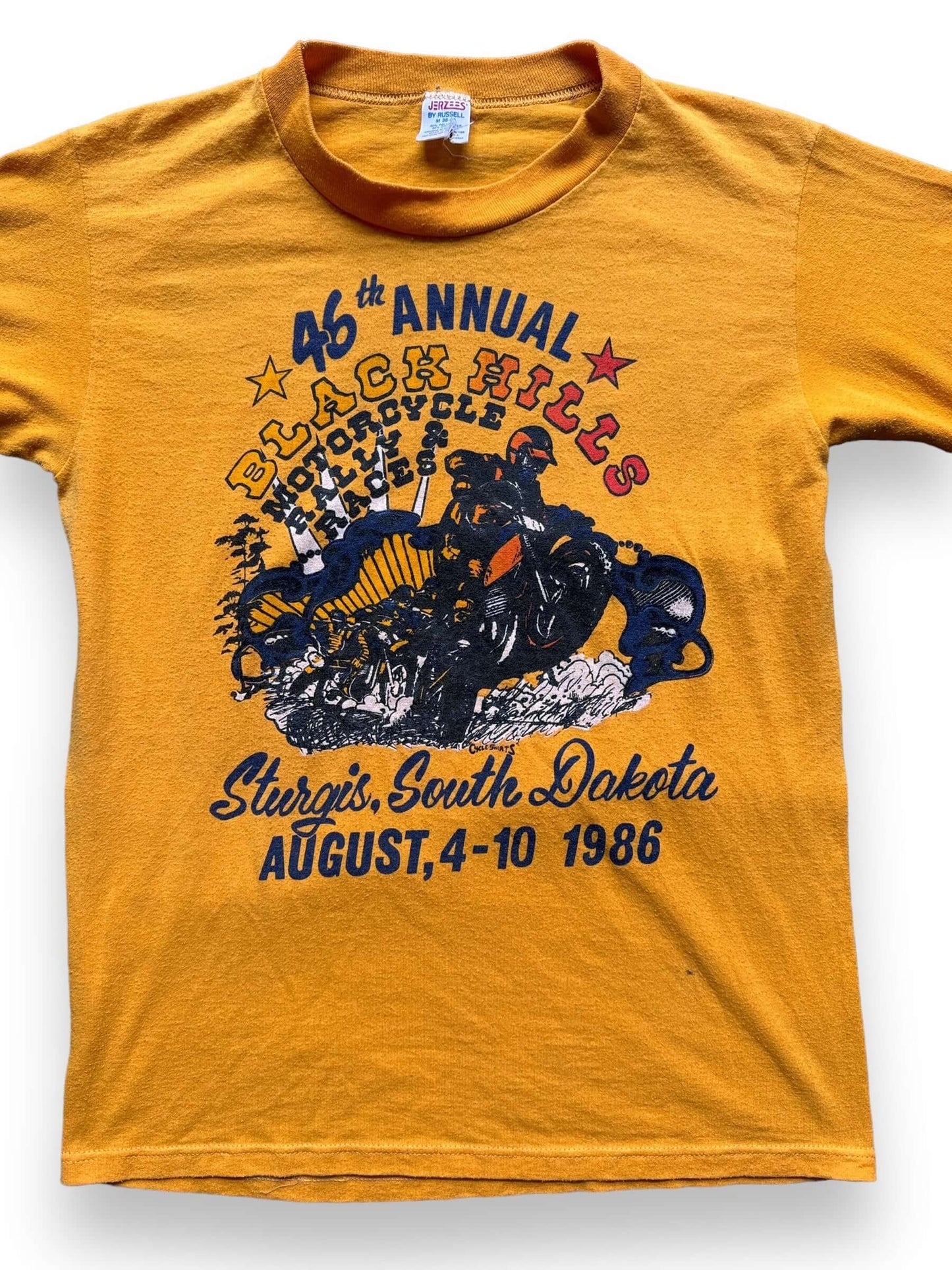 Front Detail on Vintage 1986 Sturgis Biker Tee SZ M