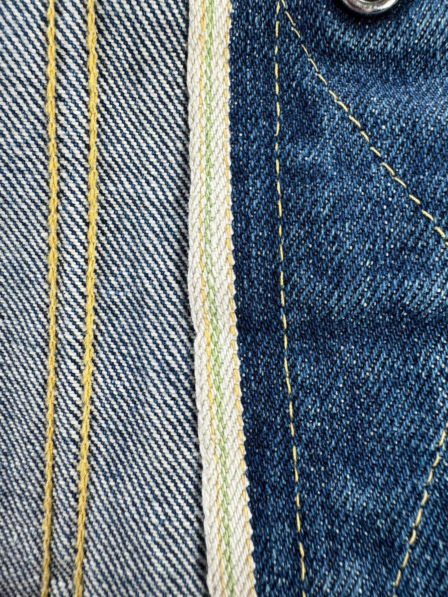 Selvedge on Vintage Green Line Selvedge Madewell Denim Trucker Jacket SZ S