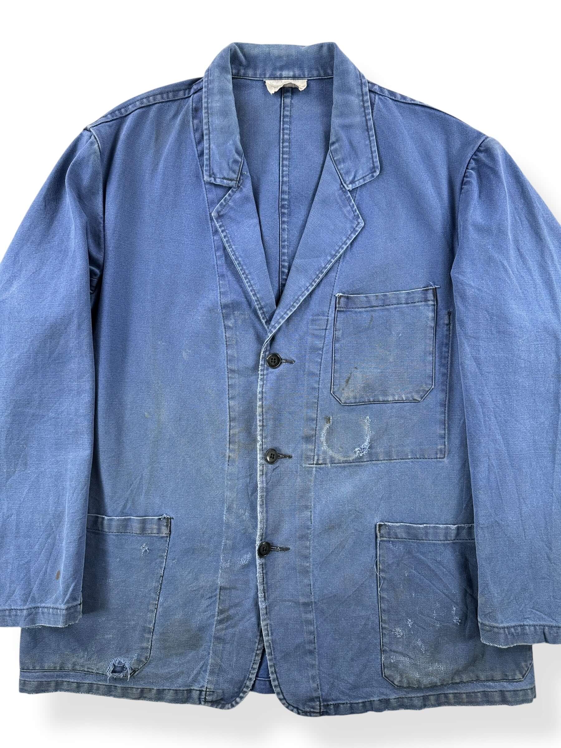 Front Close Up of Vintage French Chore Coat SZ L