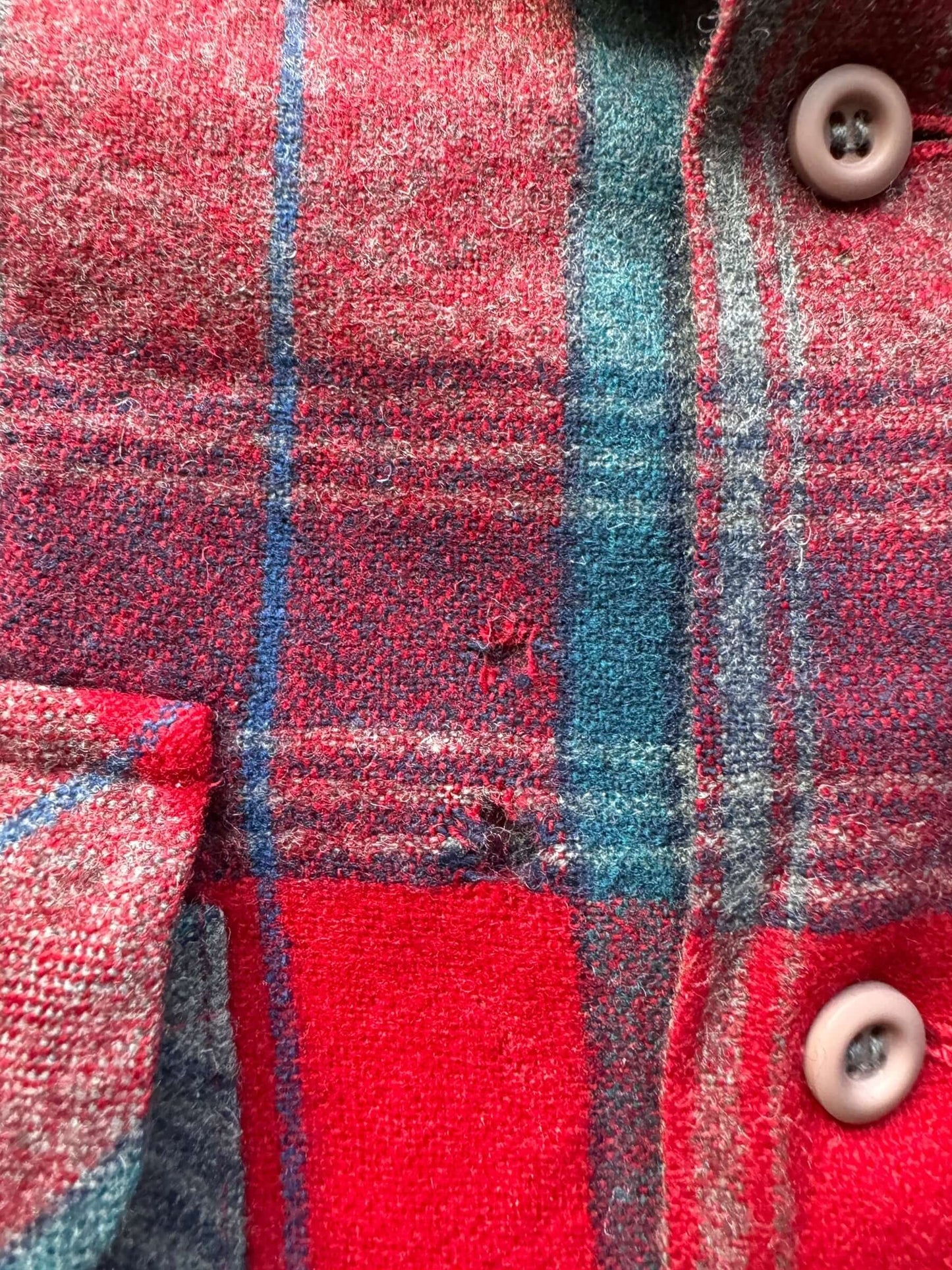 Small Holes on Vintage Pendleton Red and Blue Board Shirt SZ M