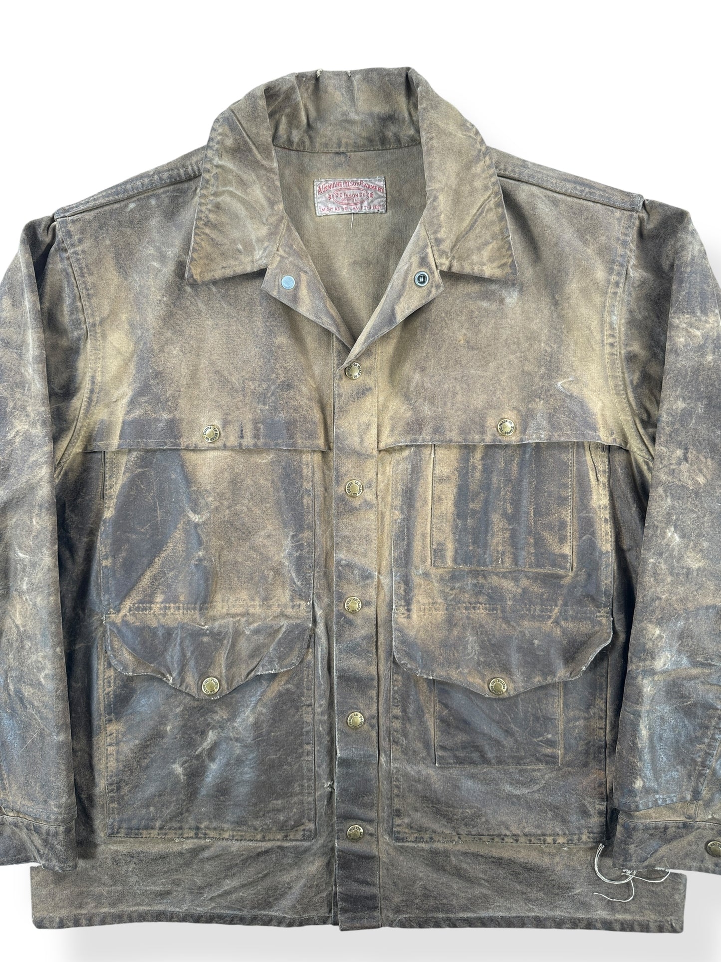 Front Close Up of Vintage Filson Tin Cloth Cruiser Jacket SZ 44
