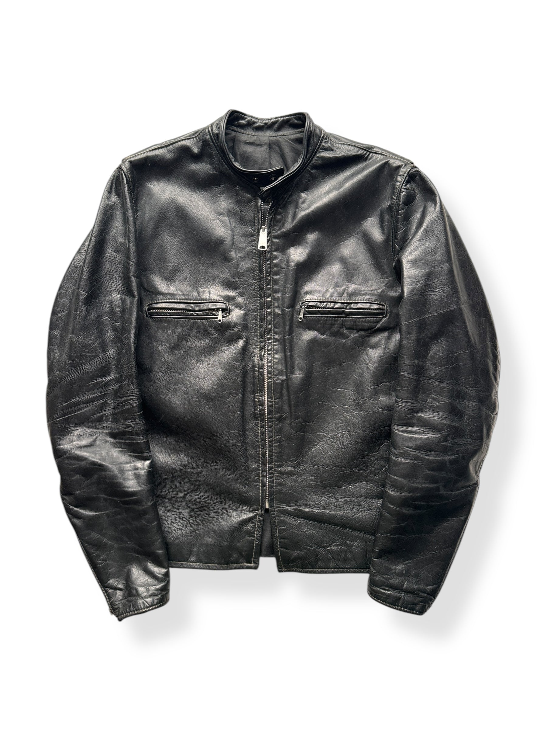 Front of Vintage Brooks Leather Moto Leather Jacket SZ 42