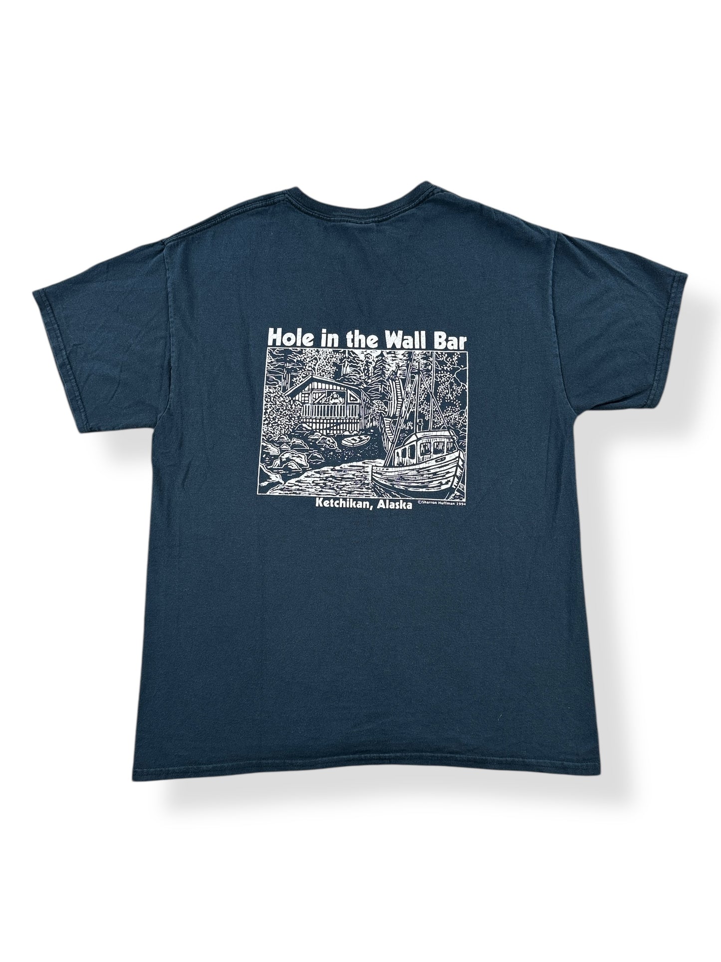 Back of Vintage Hole in the Wall Bar Ketchikan Tee SZ L