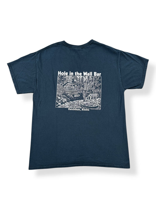 Back of Vintage Hole in the Wall Bar Ketchikan Tee SZ L