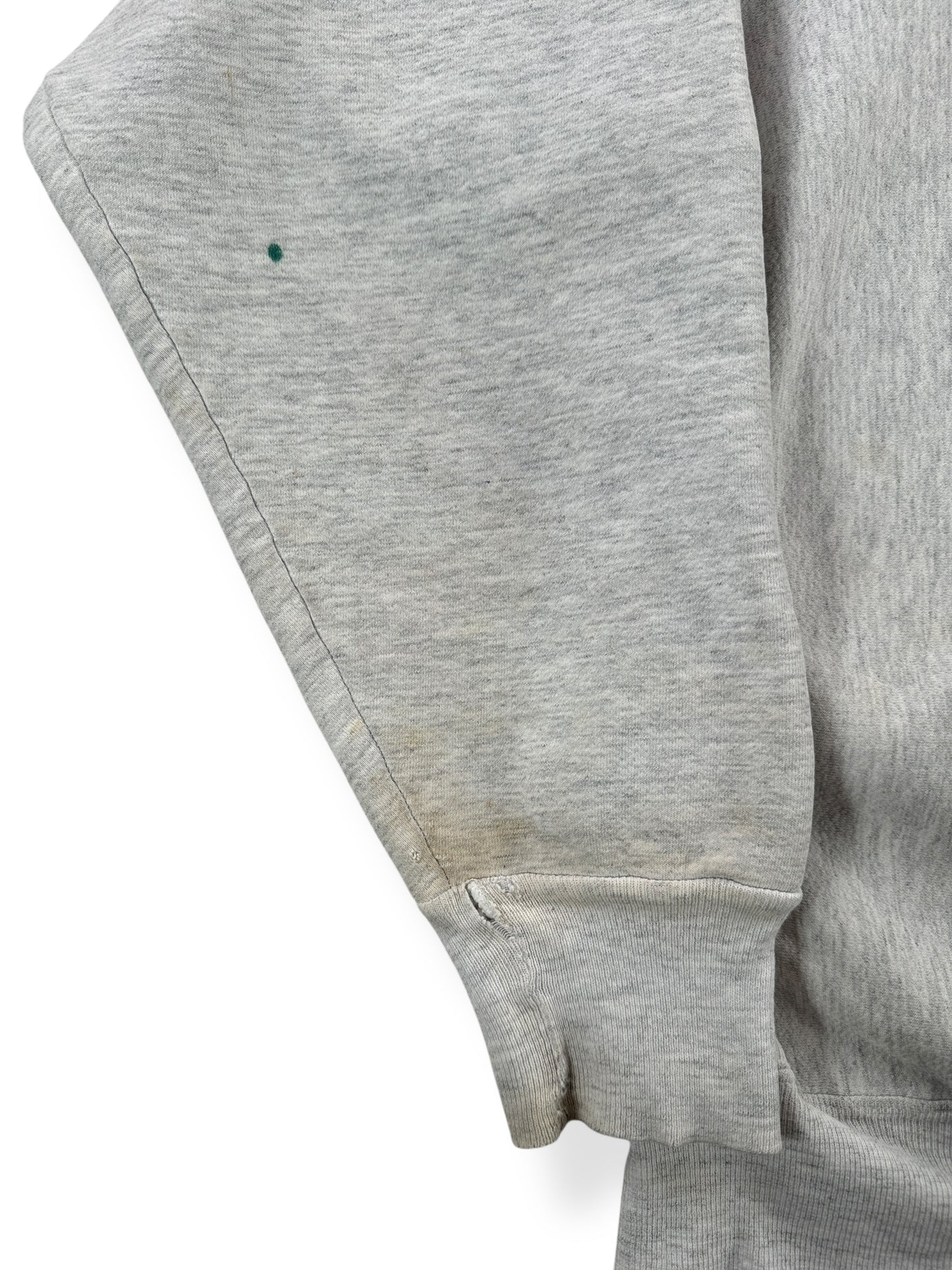 Stains on Sleeves of Vintage Navy Reverse Weave Crewneck SZ XL
