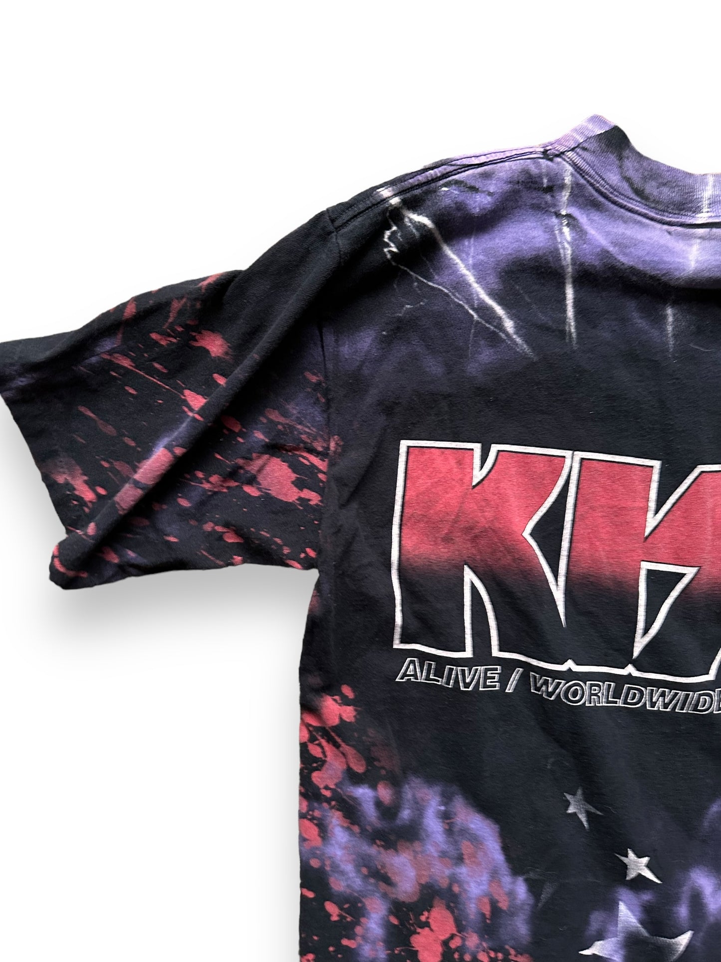 Rear Left Shoulder View of Vintage KISS 1996-97 Tour Tee Size L | Barn Owl Vintage Clothing | Vintage Rock Tees Seattle