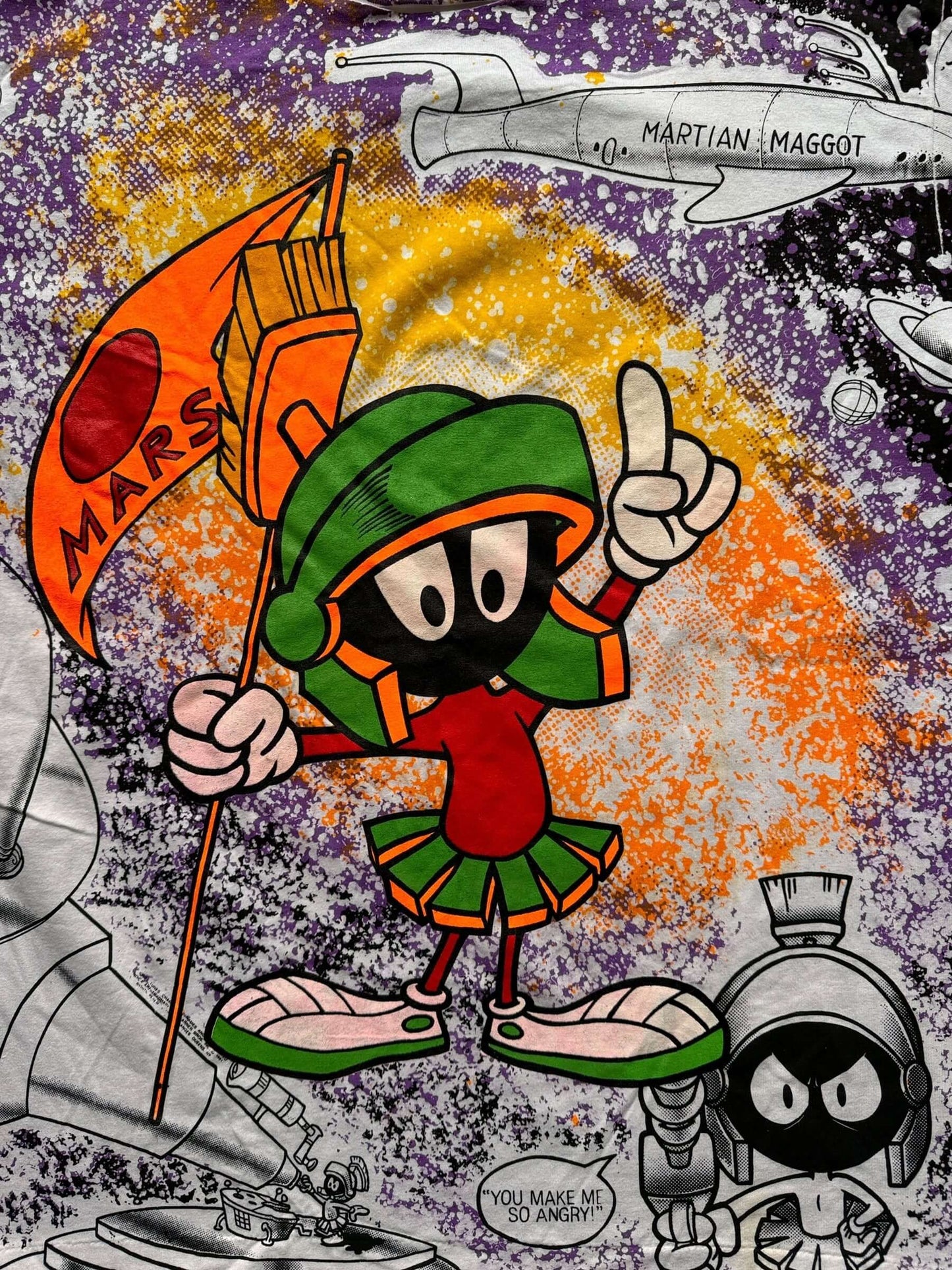 Front Graphic of Vintage Marvin the Martian AOP Tee SZ XL