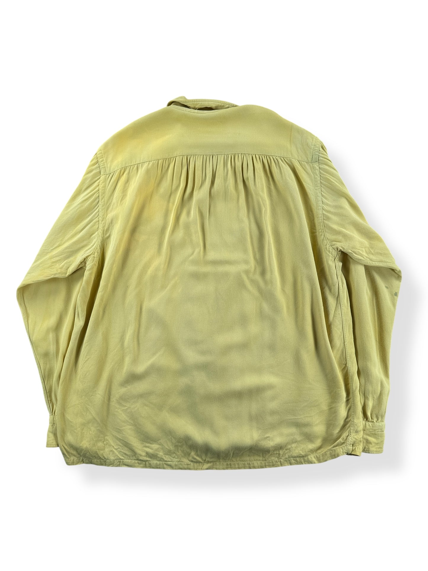 Back of Vintage Yellow 50s Longsleeve Shirt SZ XL AS IS