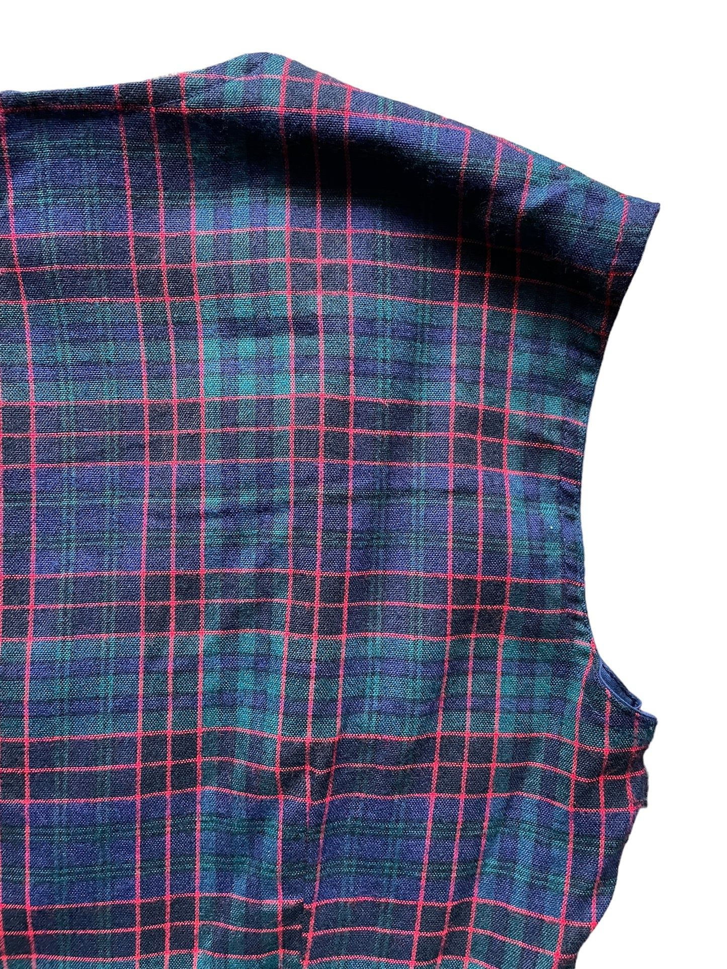 Back right shoulder view of Vintage 1950s Fruit of the Loom Plaid Vest | Seattle True Vintage | Barn Owl Vintage Goods