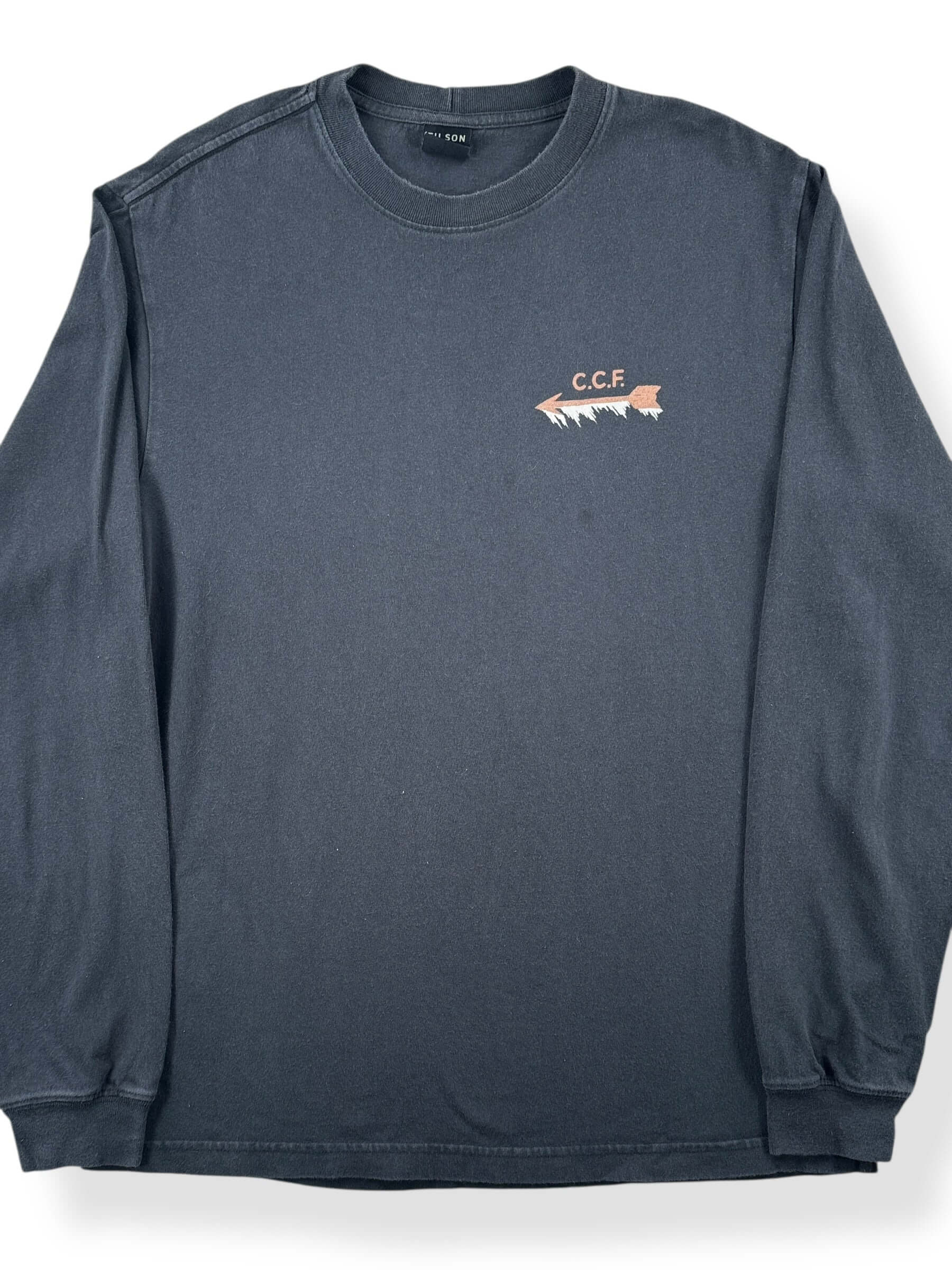 Front Close Up of Filson Polar Bear Long Sleeve Pioneer Long Sleeve Tee SZ M