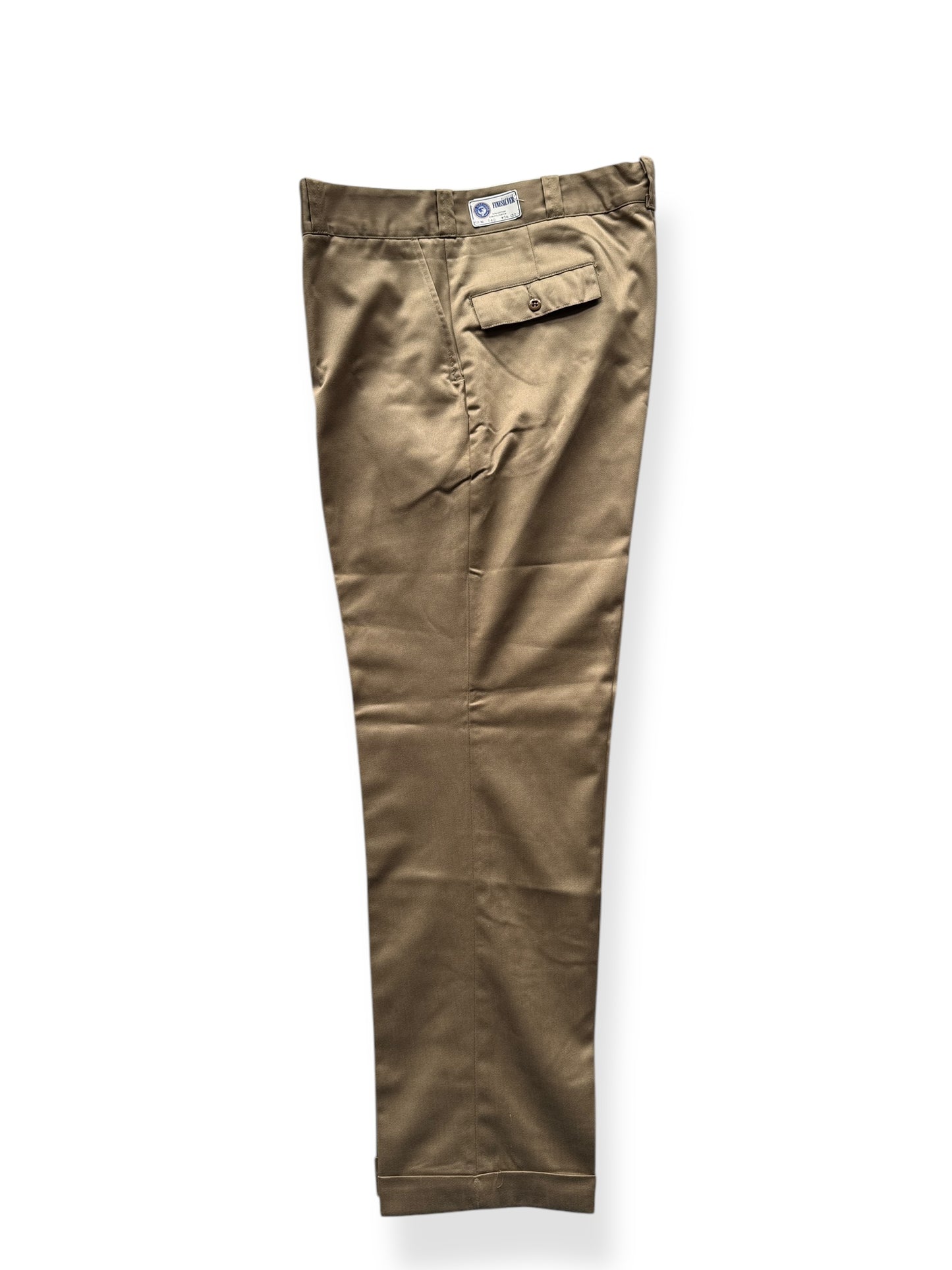 Unfolded NOS Vintage Finesilver Cotton/Poly Khaki Trousers W36