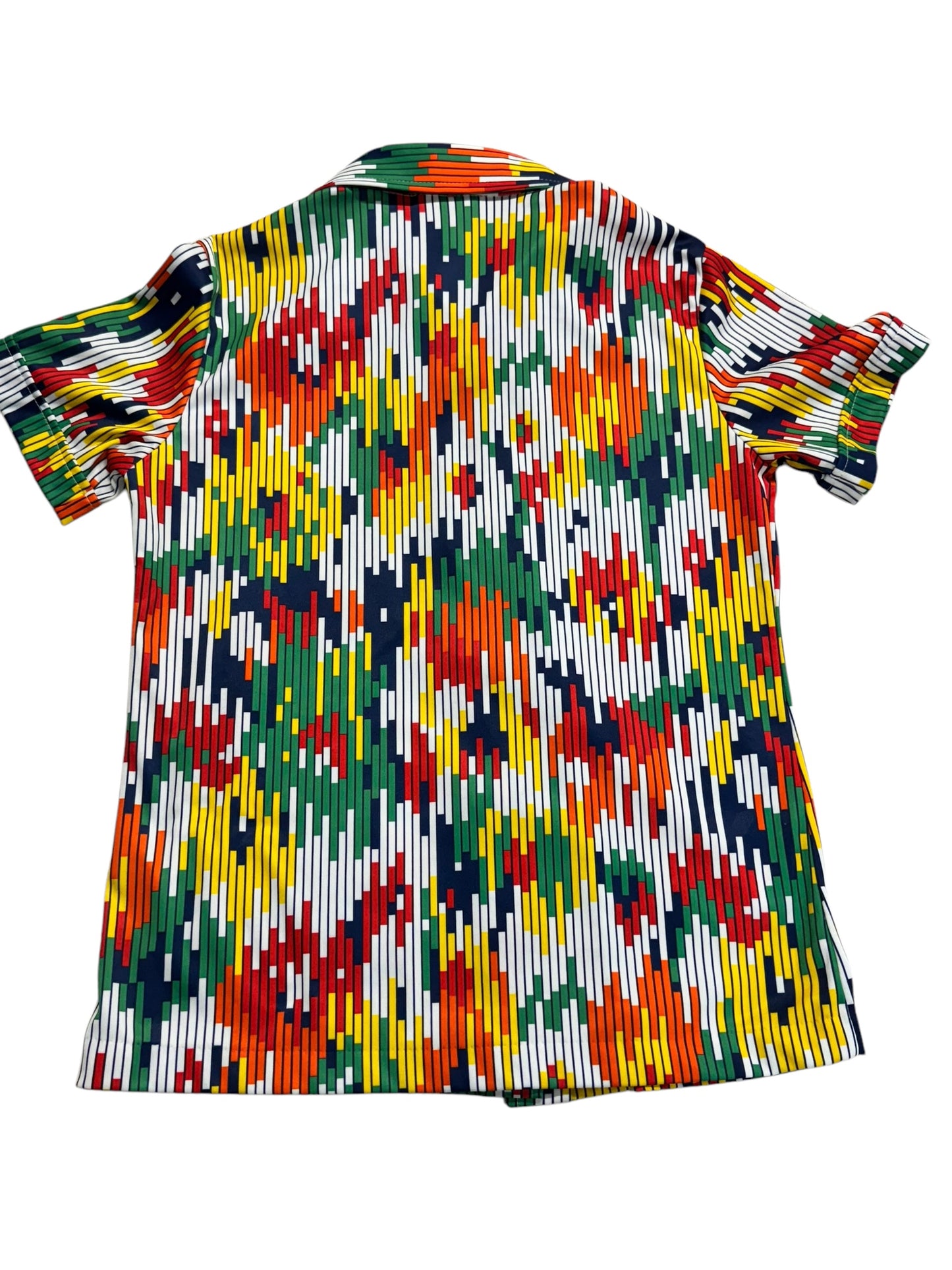 Back view of 1970s Sears Geometric Polyester Button Up Shirt S