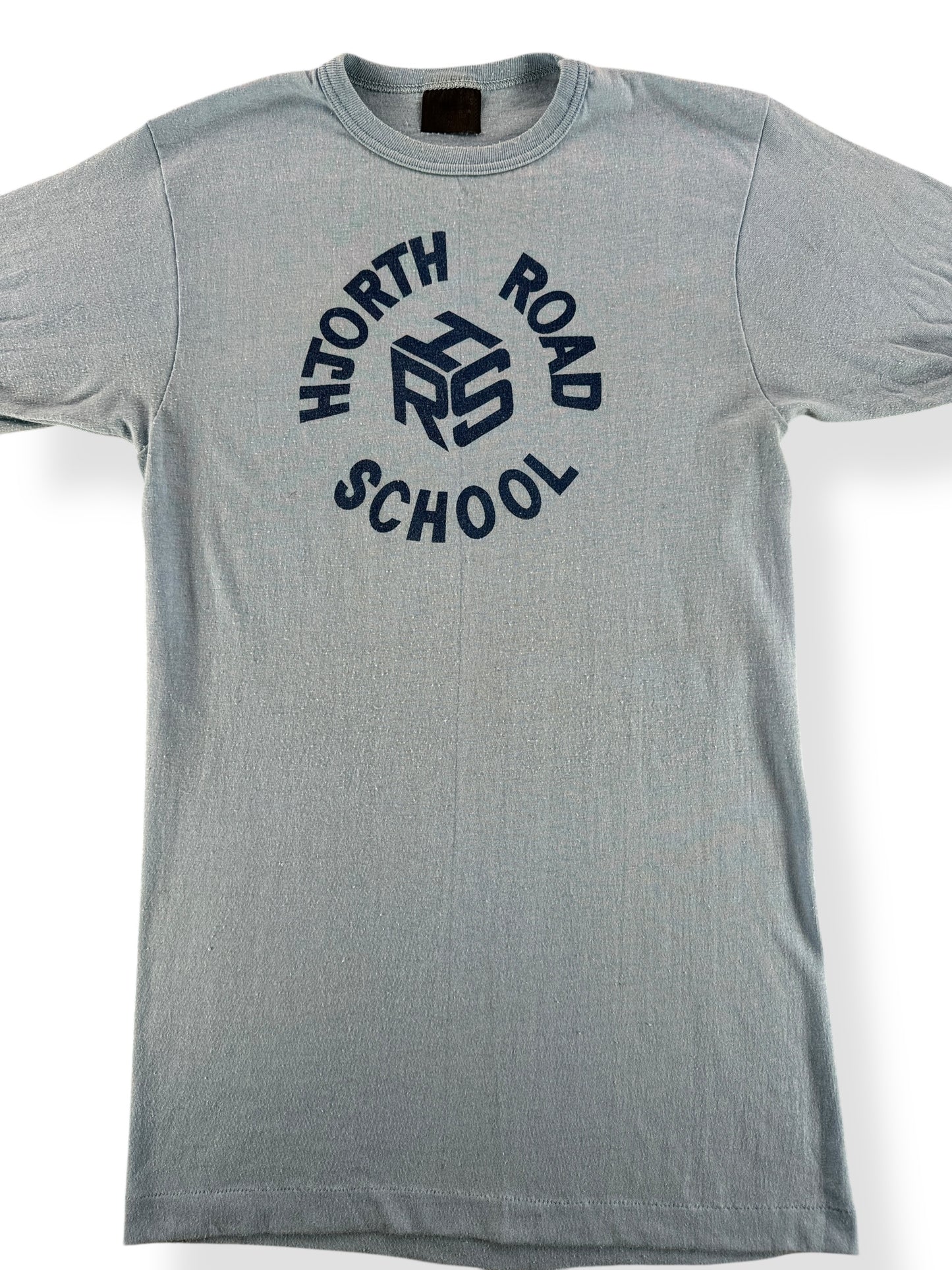 Front Close Up of Vintage Hjorth Road School Ringer Tee SZ XS