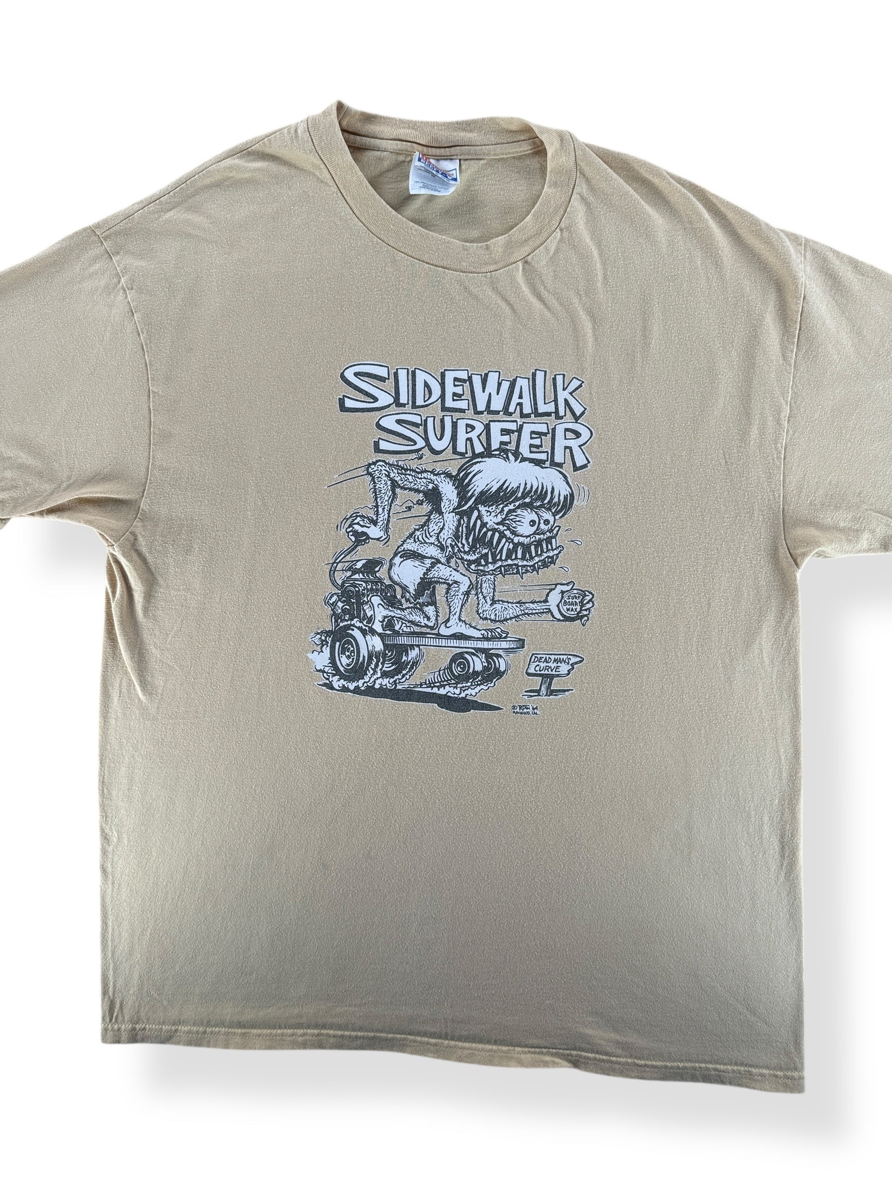 Front Close Up of Vintage Ed "Big Daddy" Roth Sidewalk Surfer Tee SZ XL