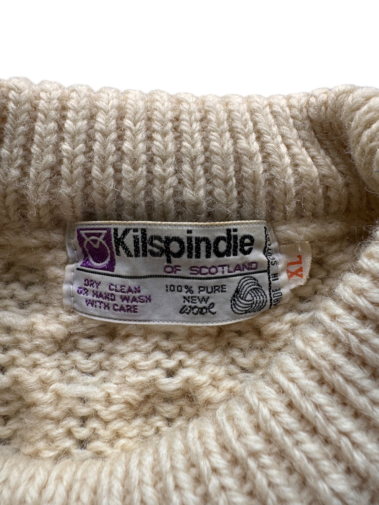 Tag on Kilspindie Scottish Wool Fisherman Sweater SZ XL