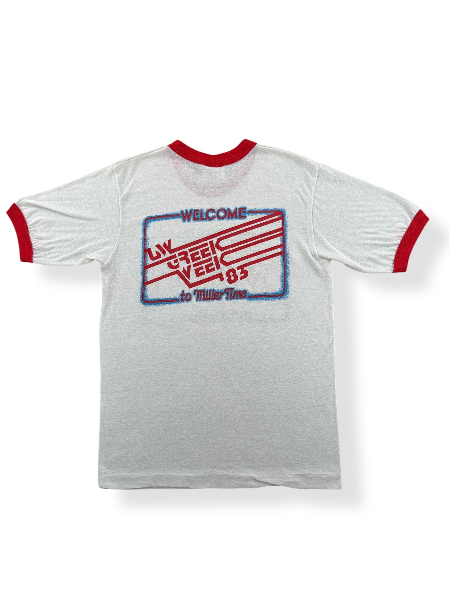Back of Vintage Welcome to Miller Time Ringer Tee SZ XS