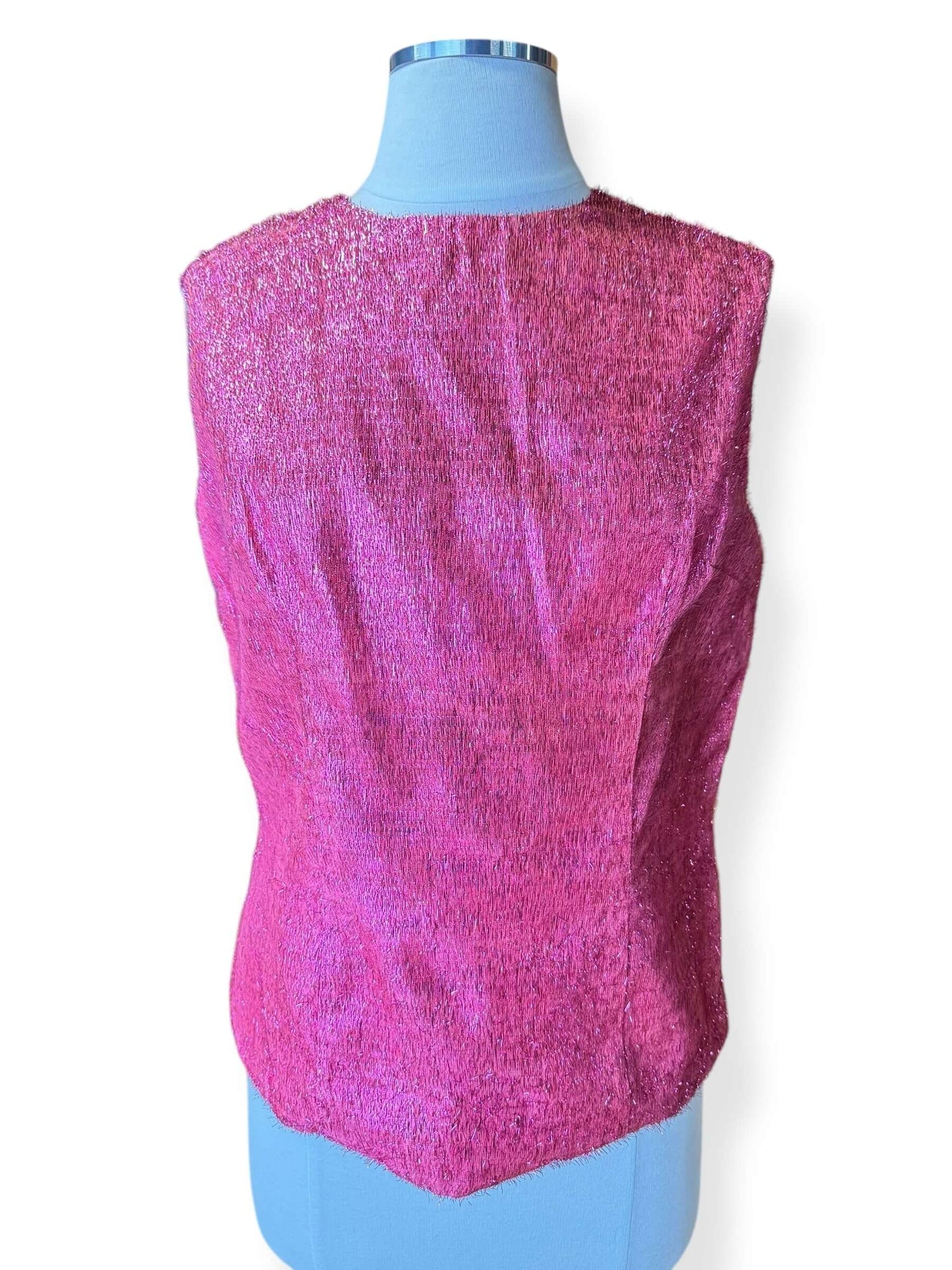 Front view of 1960s Pink Lamé Top L