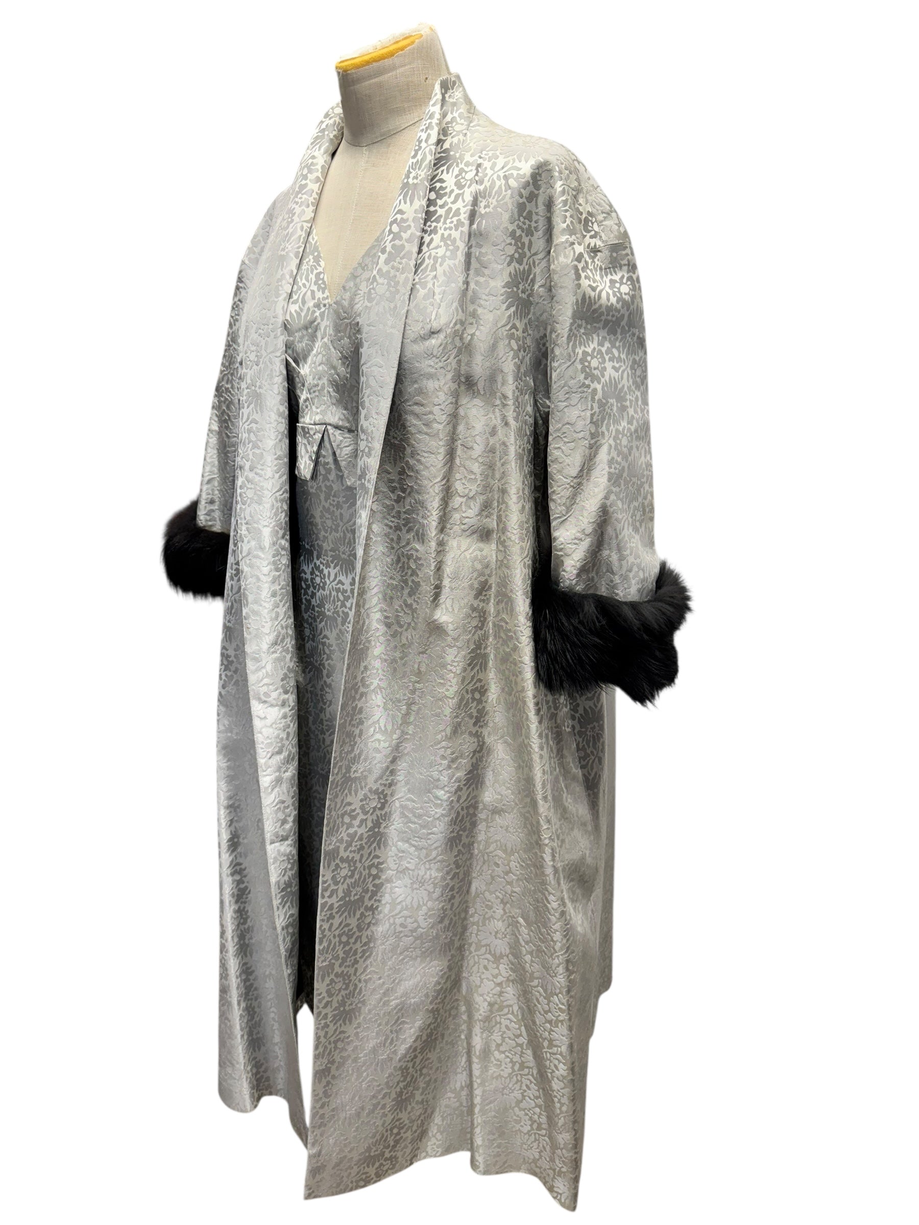Side of 1950s Lilli Diamond Silver Cocktail Dress and Coat L