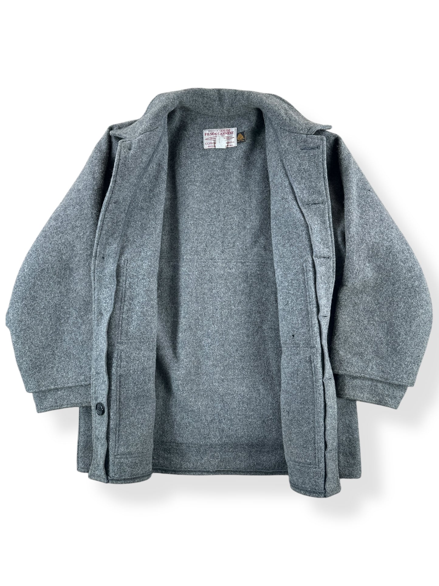 Inside of Vintage Filson Grey Double Mackinaw Cruiser SZ 44