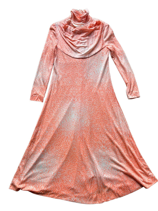 Full front view of Vintage 1970s Orange Disco Dress SZ M | Seattle True Vintage Dresses | Barn Owl Vintage Goods