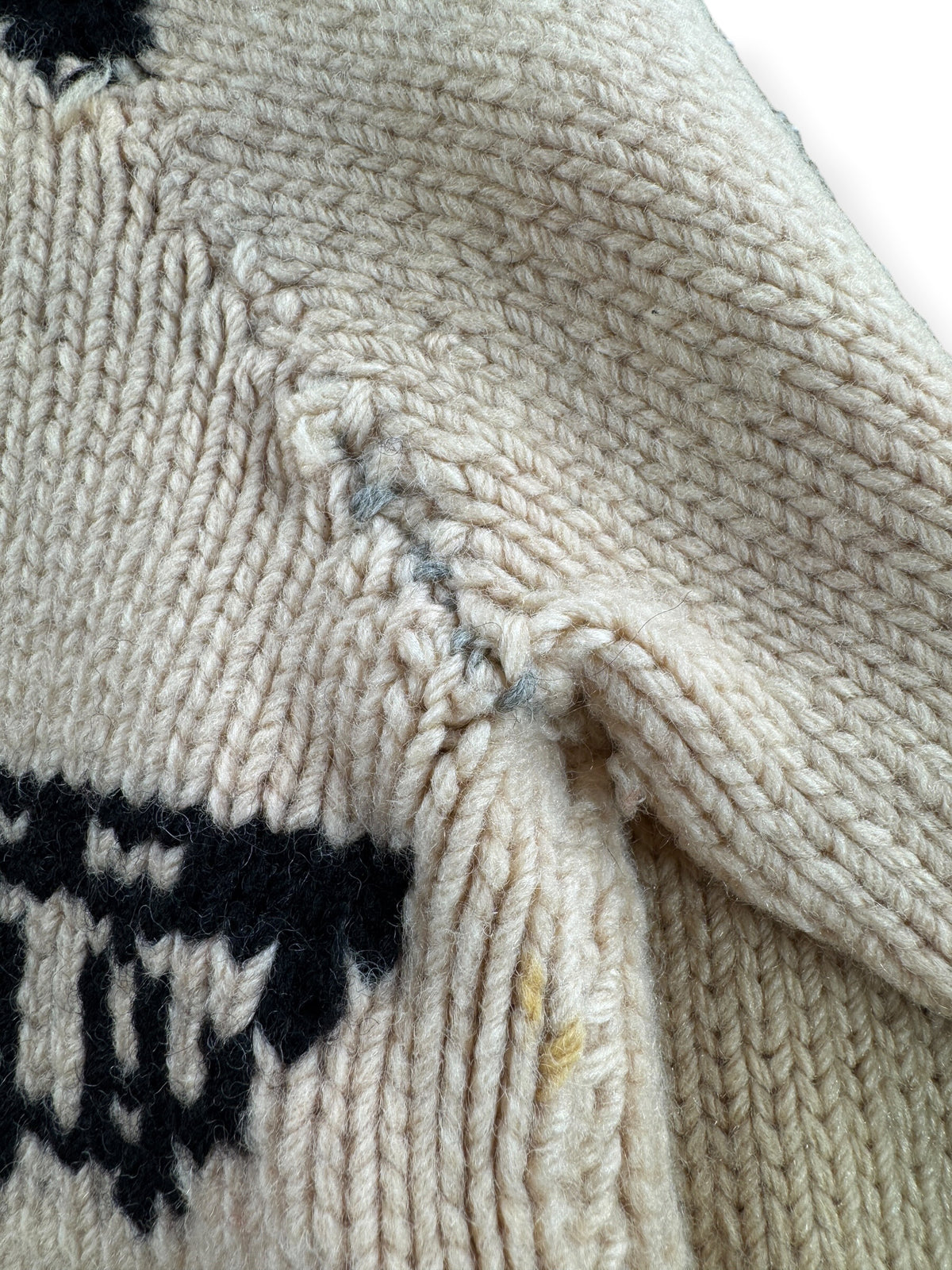 Repair on Vintage Totem Thunderbird Cowichan Sweater SZ S