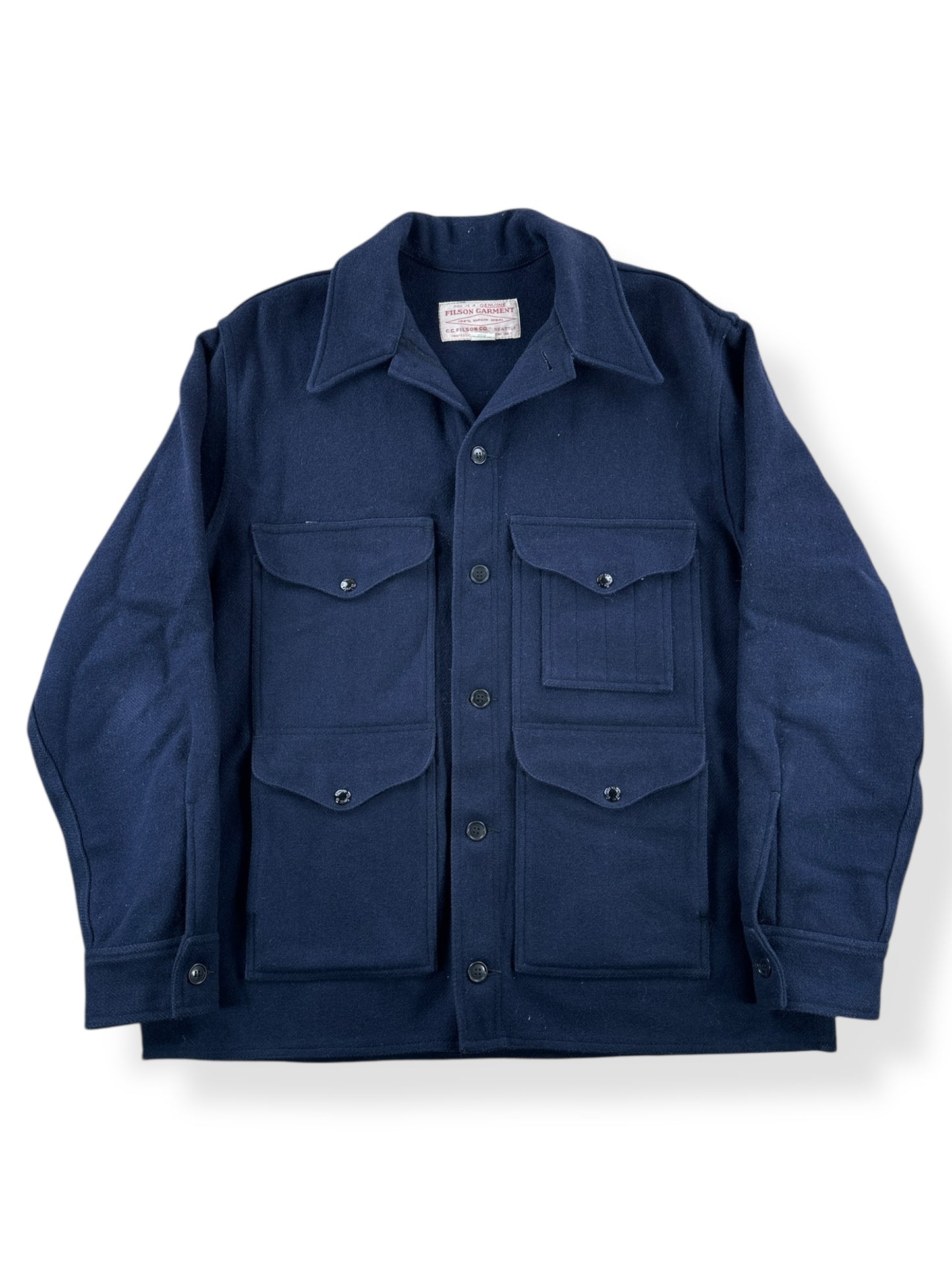 Front of Vintage 90s Era Navy Filson Cruiser Jacket SZ 46