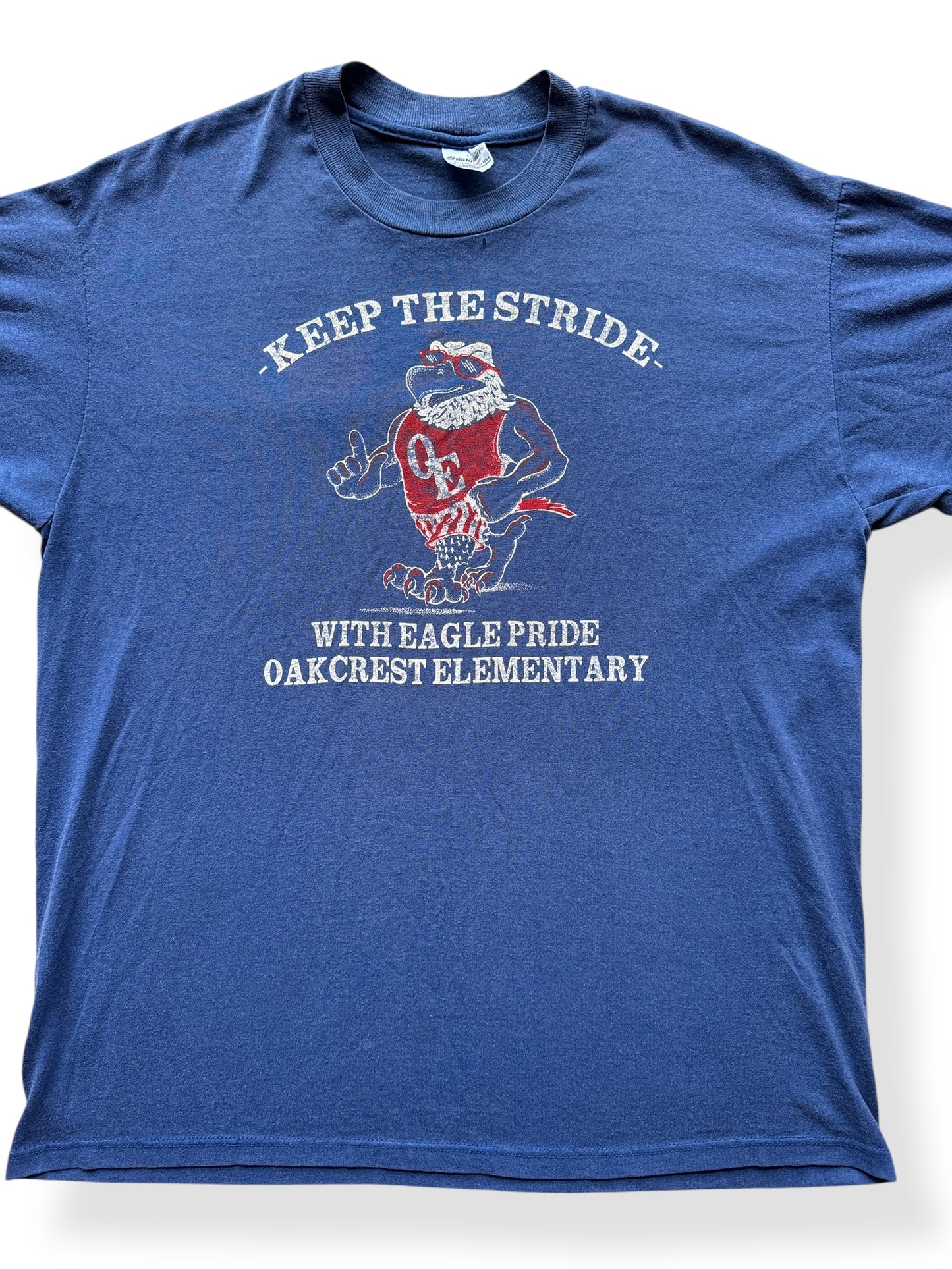 Front Close Up of Vintage Oakcrest Elementary Eagles Tee SZ L