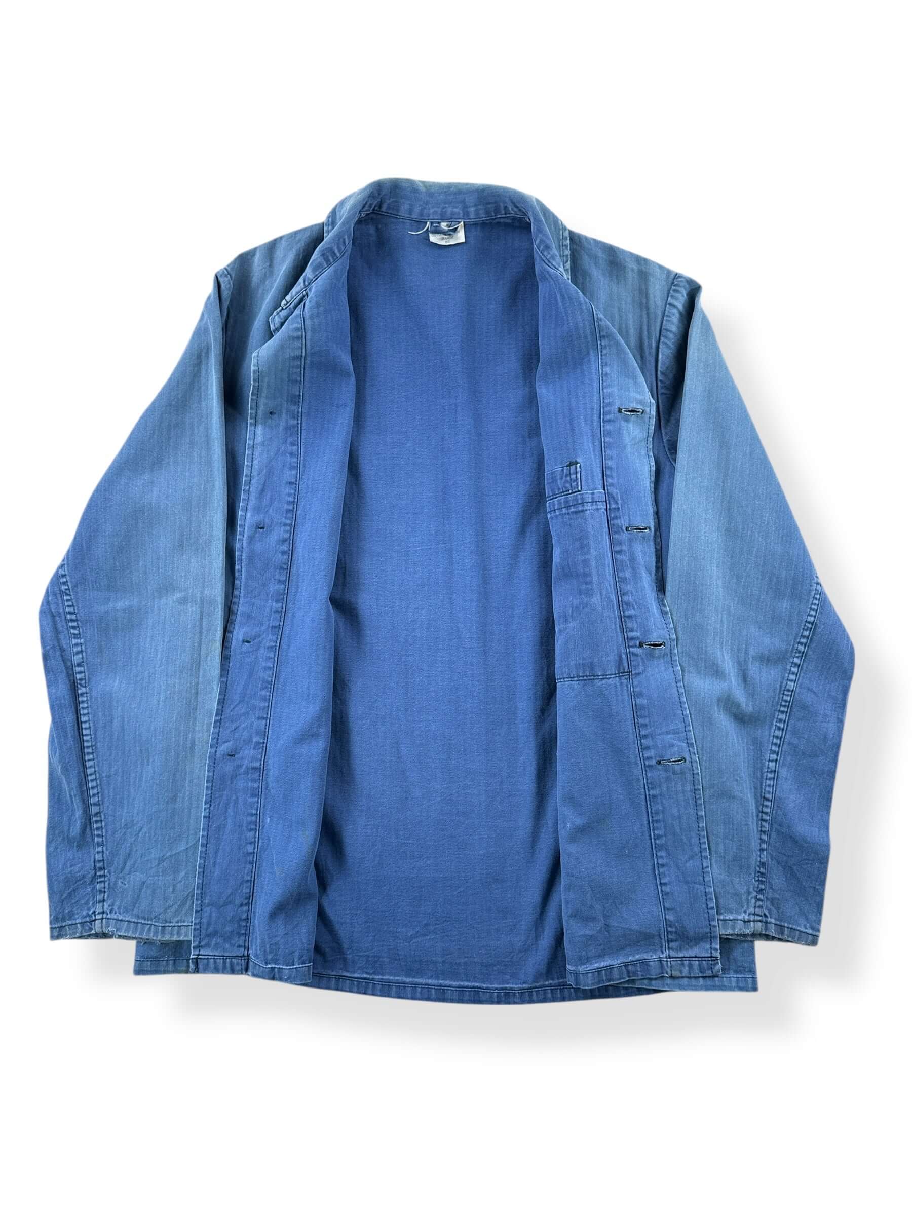 Inside of Vintage Sanfor Sunfaded HBT French Chore Coat SZ L