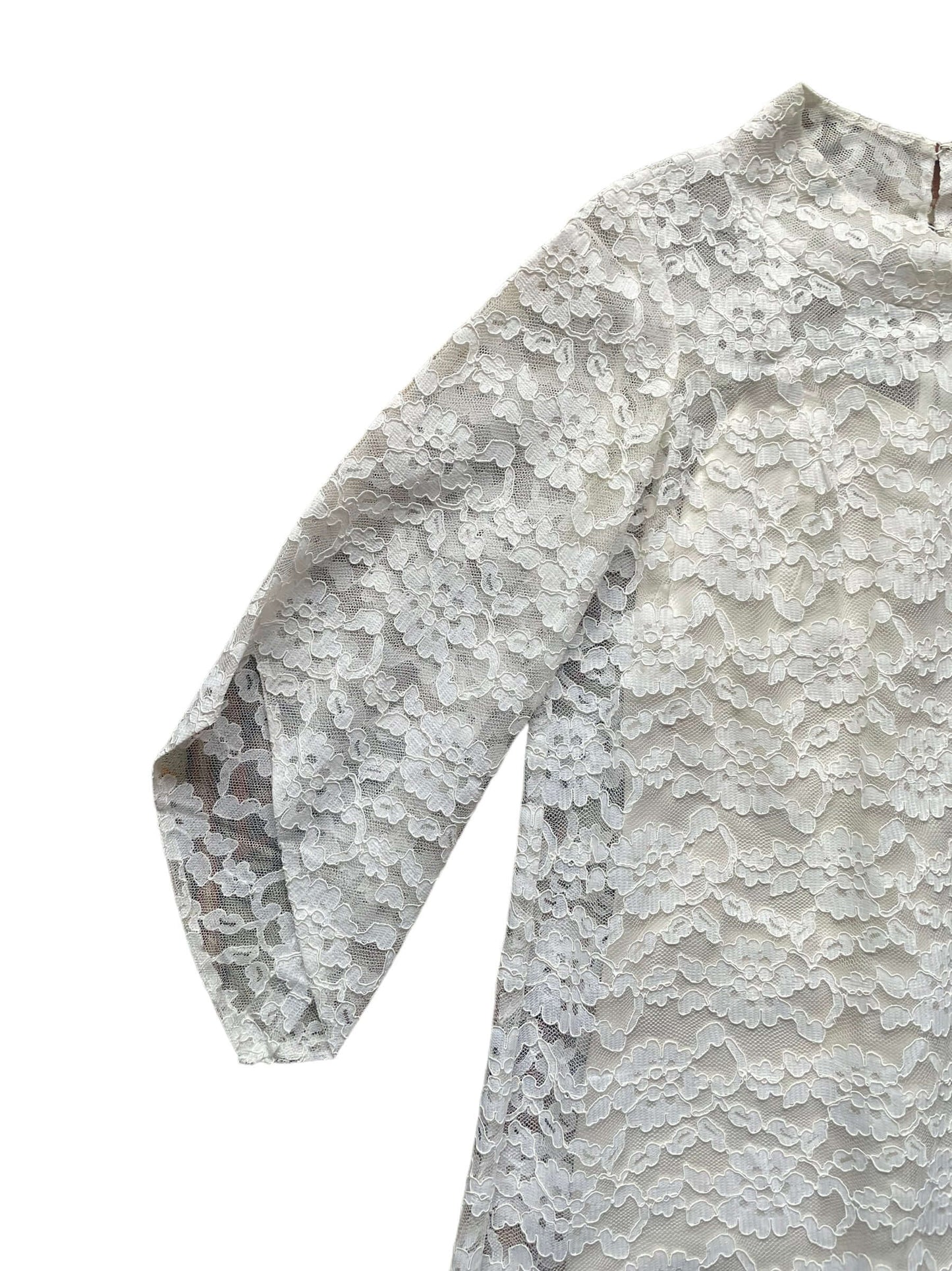 Front right sleeve of Vintage 1960s Lace Mini Dress | Barn Owl Vintage Dresses | Seattle Vintage Ladies Clothing