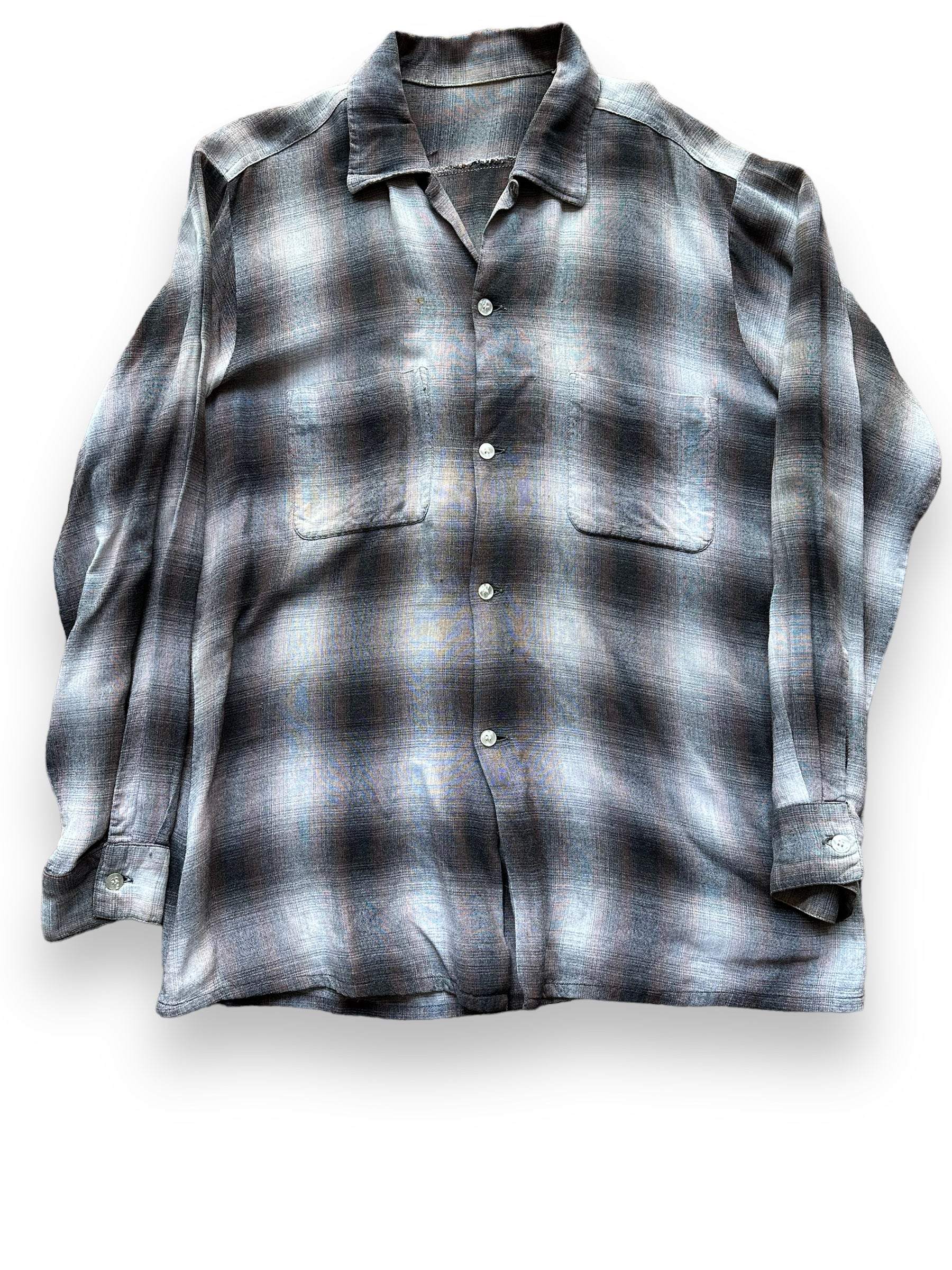 袖丈6270's rayon woven shadow plaid shirt