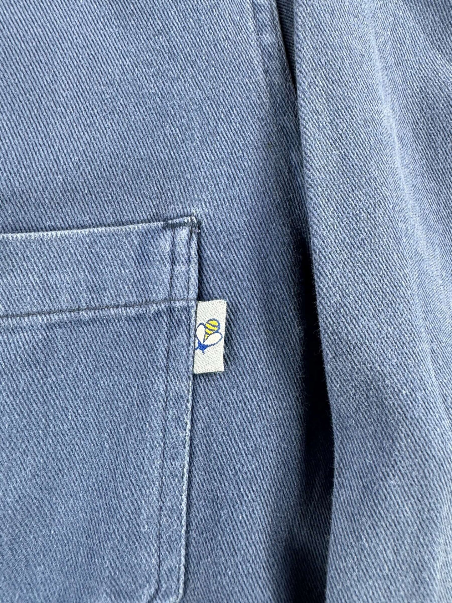 Label on Vintage Repaired French Chore Coat SZ XL