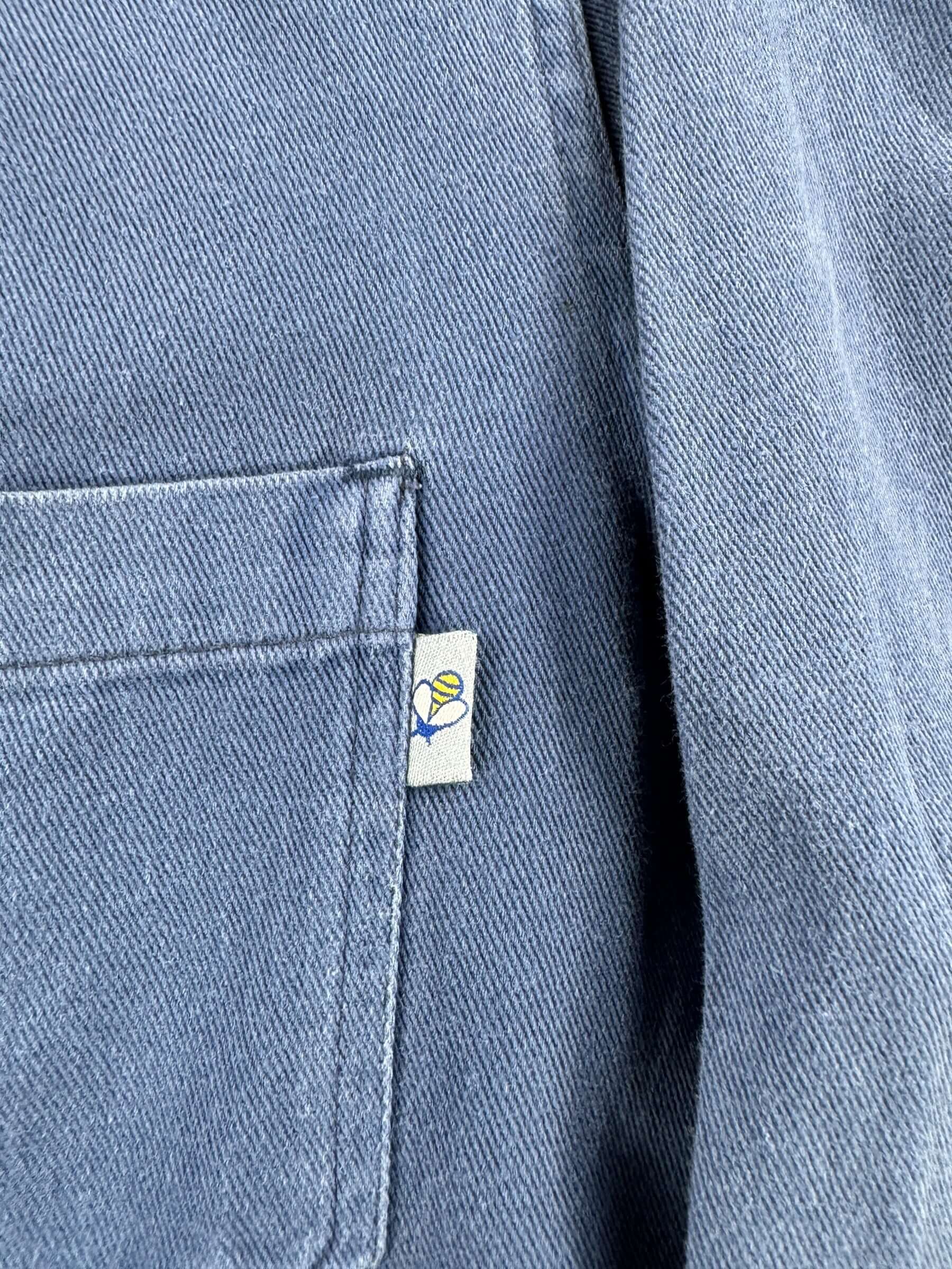 Label on Vintage Repaired French Chore Coat SZ XL