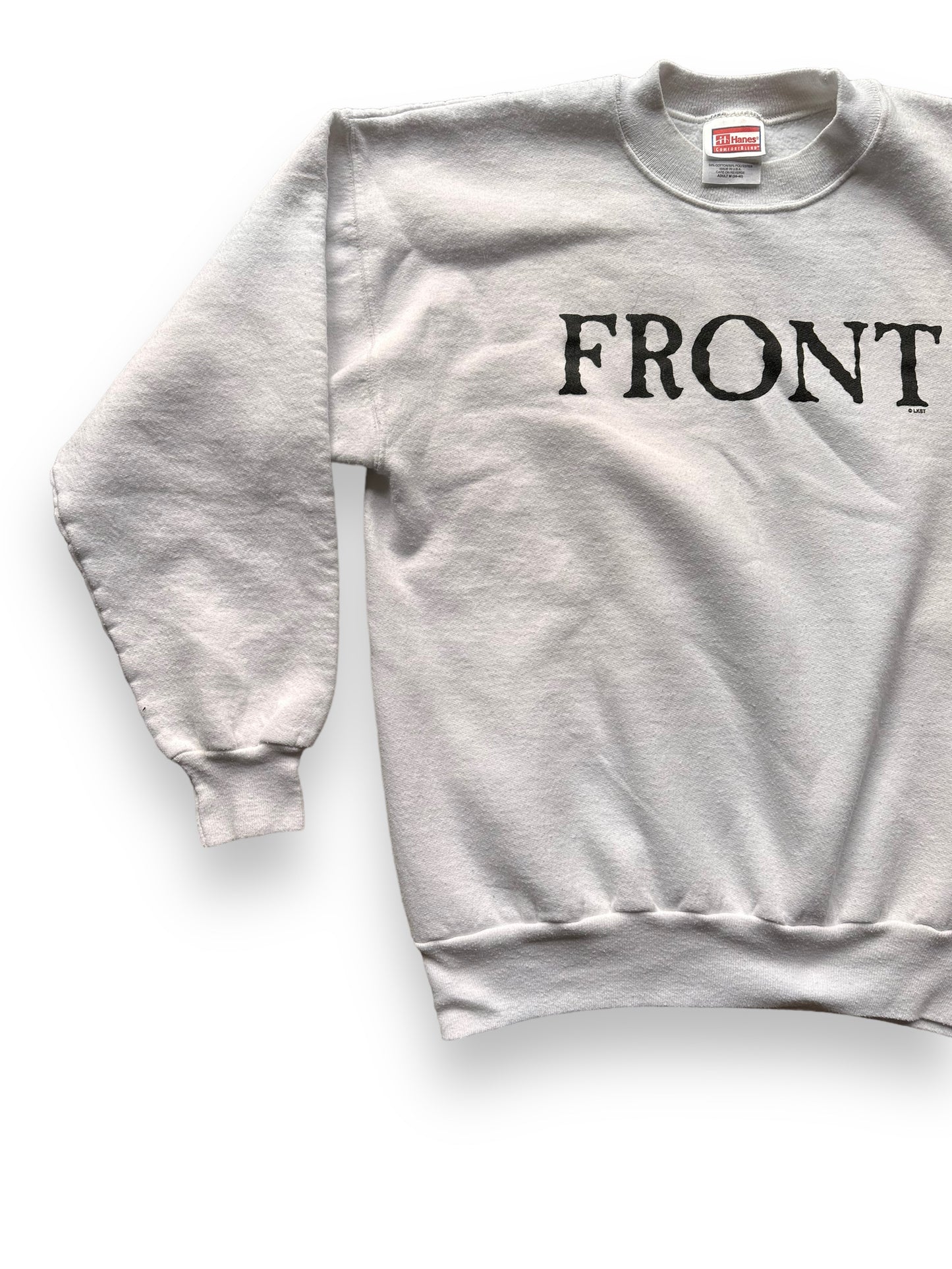 Front Right View of Vintage Front Bach Classical Humor Crewneck Sweatshirt SZ M | Vintage Crewneck Sweatshirts Seattle | Barn Owl Vintage Seattle
